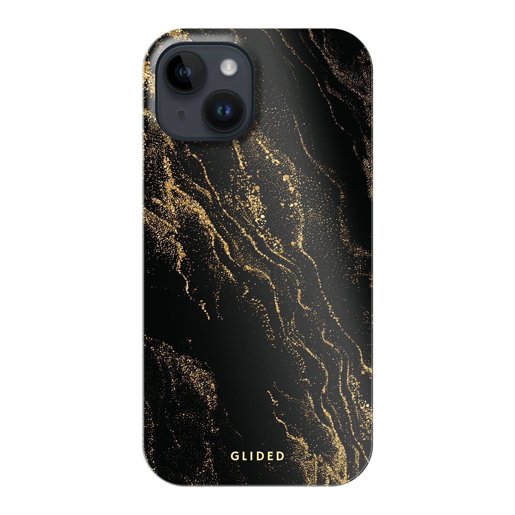 Schwarze Marmordesign iPhone 14 Handyhülle, elegant und schützend, ideal für stilbewusste Nutzer.