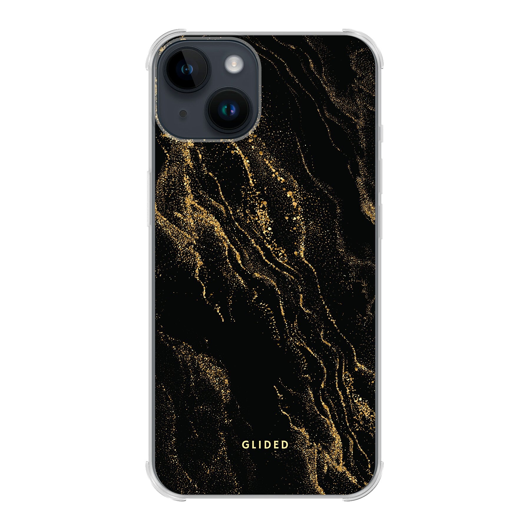 Schwarze Marmordesign iPhone 14 Handyhülle, elegant und schützend, ideal für stilbewusste Nutzer.