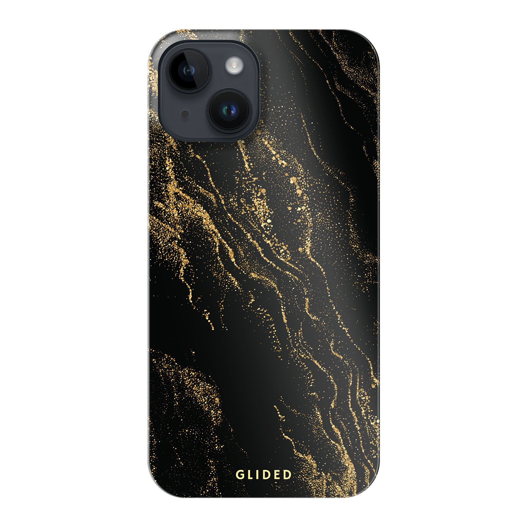 Schwarze Marmordesign iPhone 14 Handyhülle, elegant und schützend, ideal für stilbewusste Nutzer.