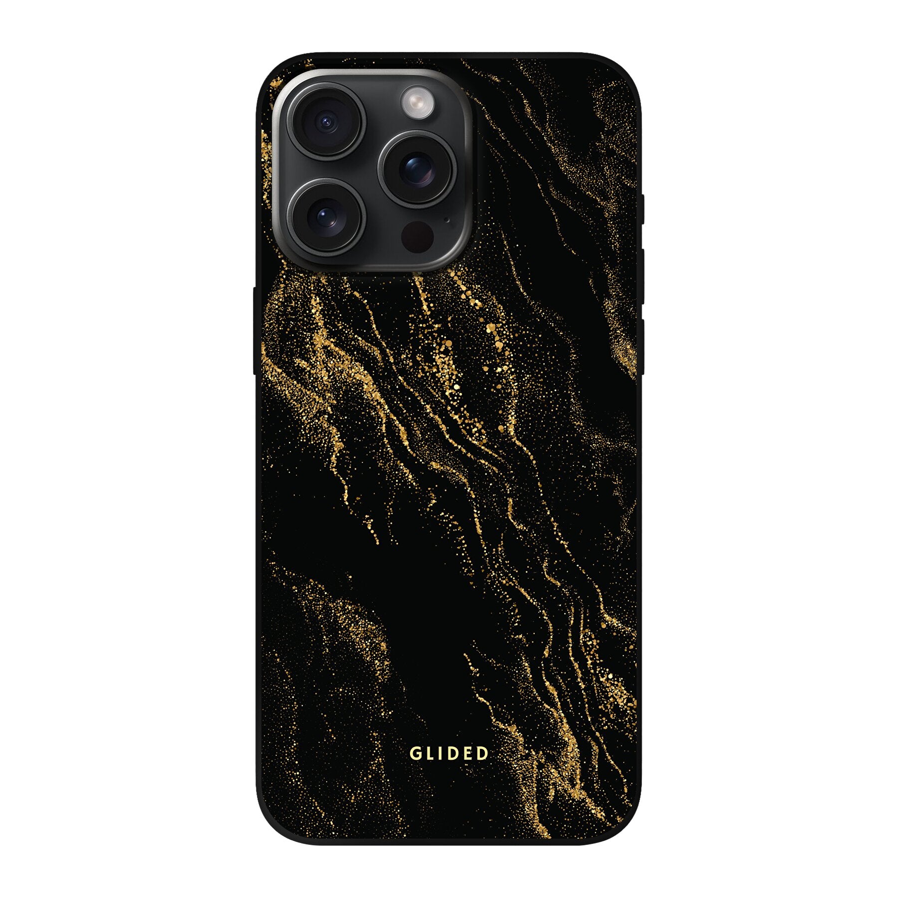 Elegante Black Marble iPhone 15 Pro Max Handyhülle mit luxuriösem schwarzem Marmordesign, idealer Schutz und schlankes Design.