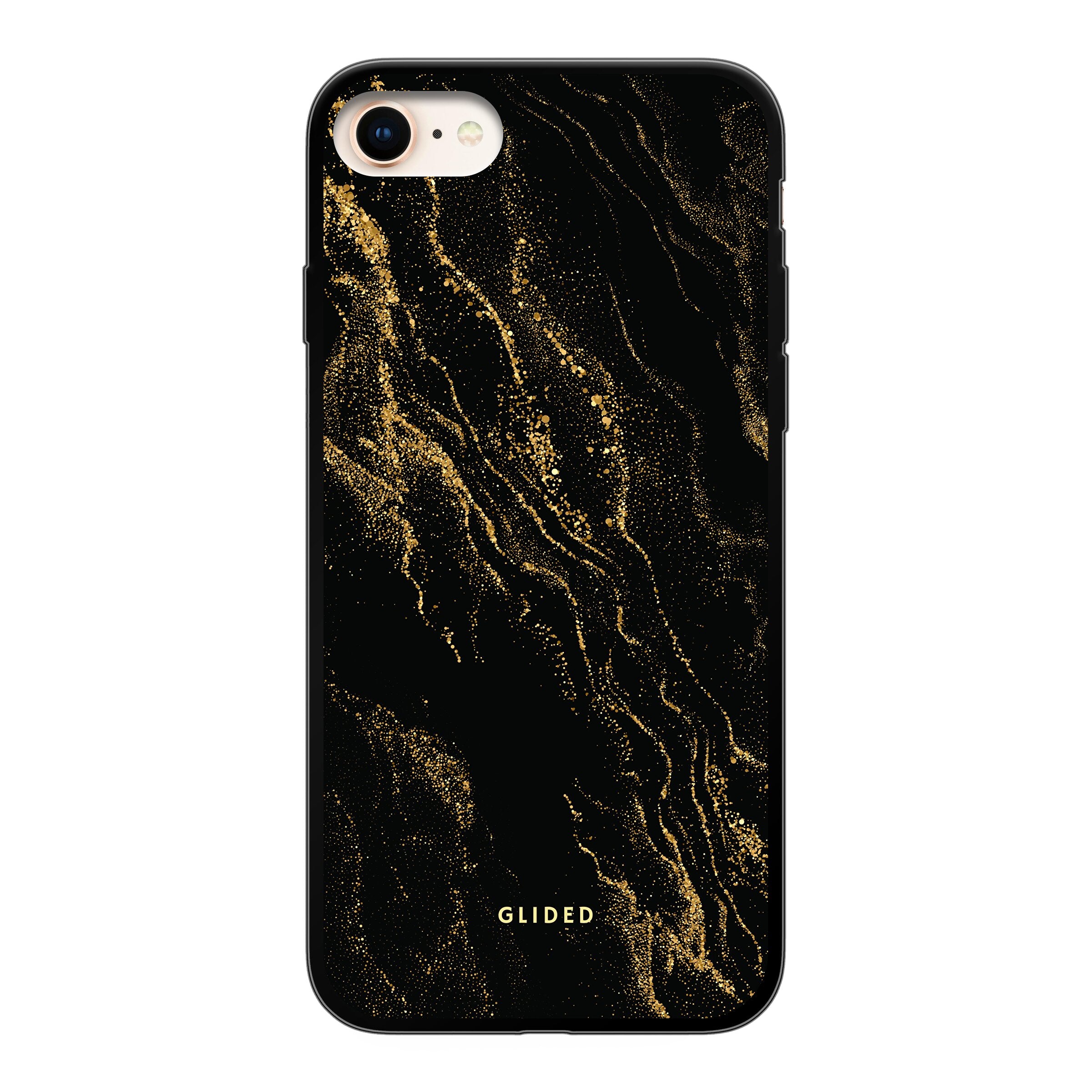 Elegante Black Marble iPhone 8 Handyhülle mit luxuriösem schwarzem Marmordesign, idealer Schutz und stilvolles Accessoire.