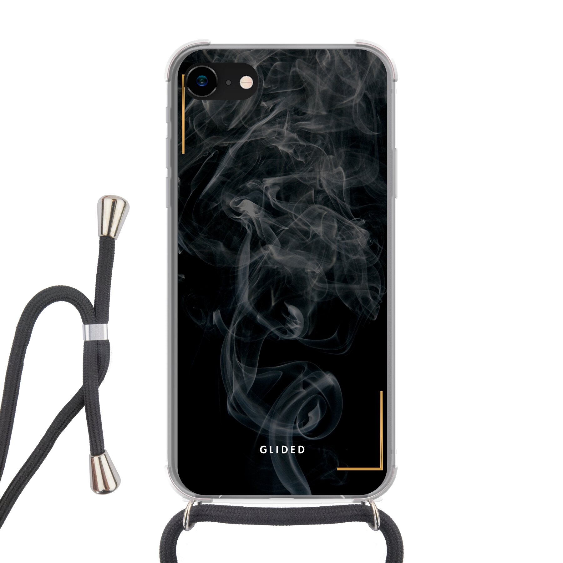 Schwarze Handyhülle mit mysteriösem Rauchdesign für iPhone SE 2022, elegant und schützend.