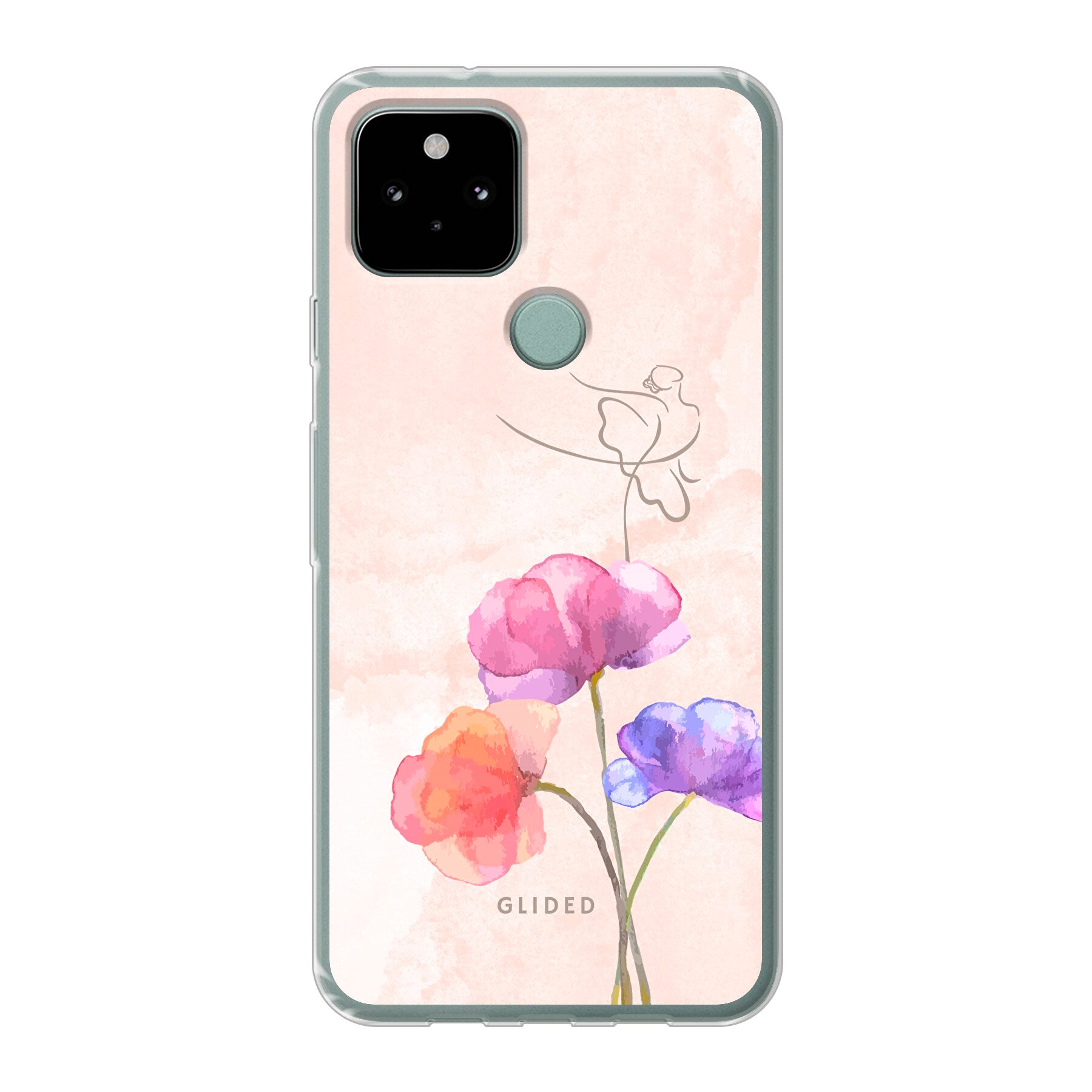 Blossom Handyhülle für Google Pixel 5 mit Ballerina auf einer Blume in zarten Pastellfarben, bietet eleganten Schutz.