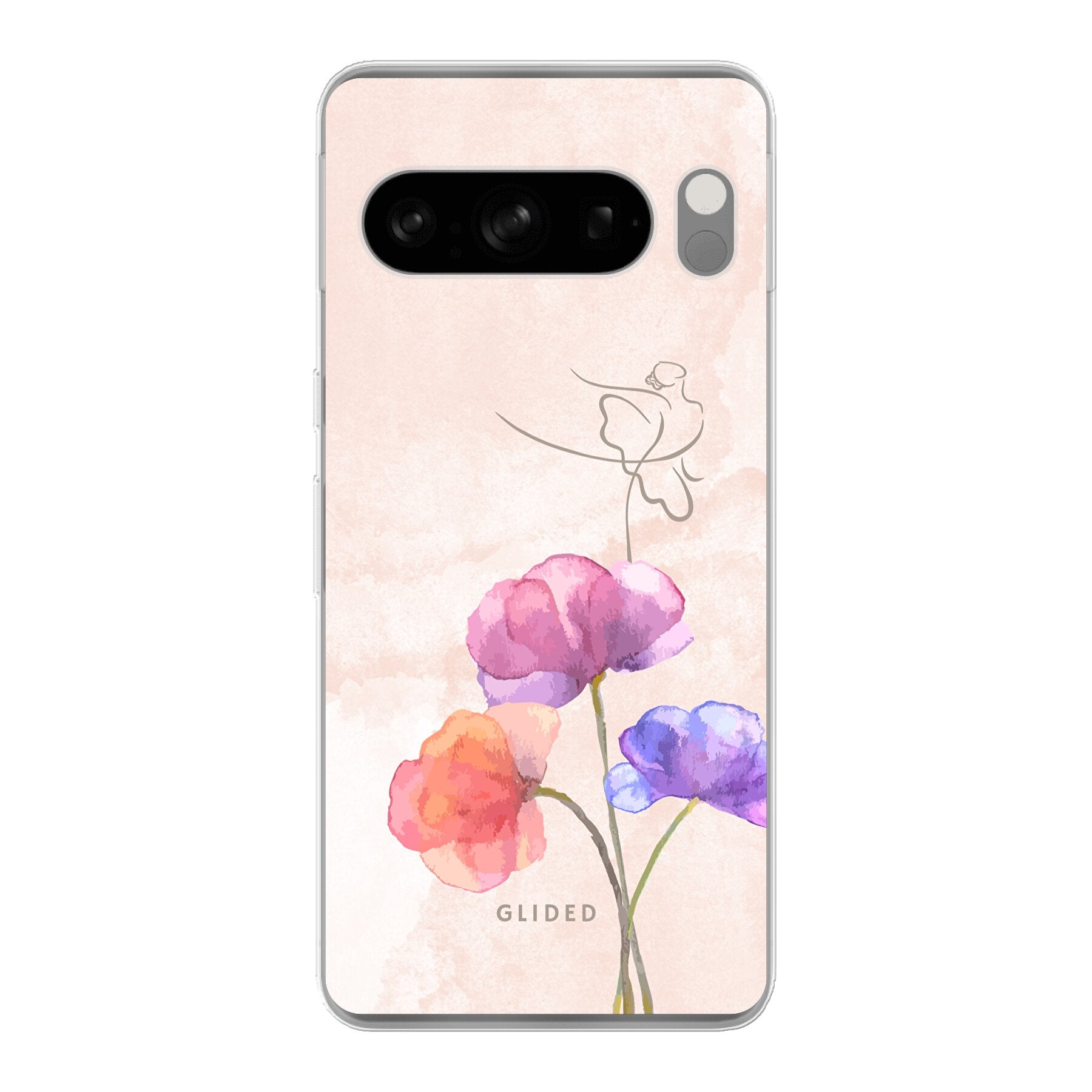 Blossom Handyhülle für Google Pixel 8 Pro mit Ballerina-Design in zarten Pastellfarben, die Eleganz und Natur vereint.