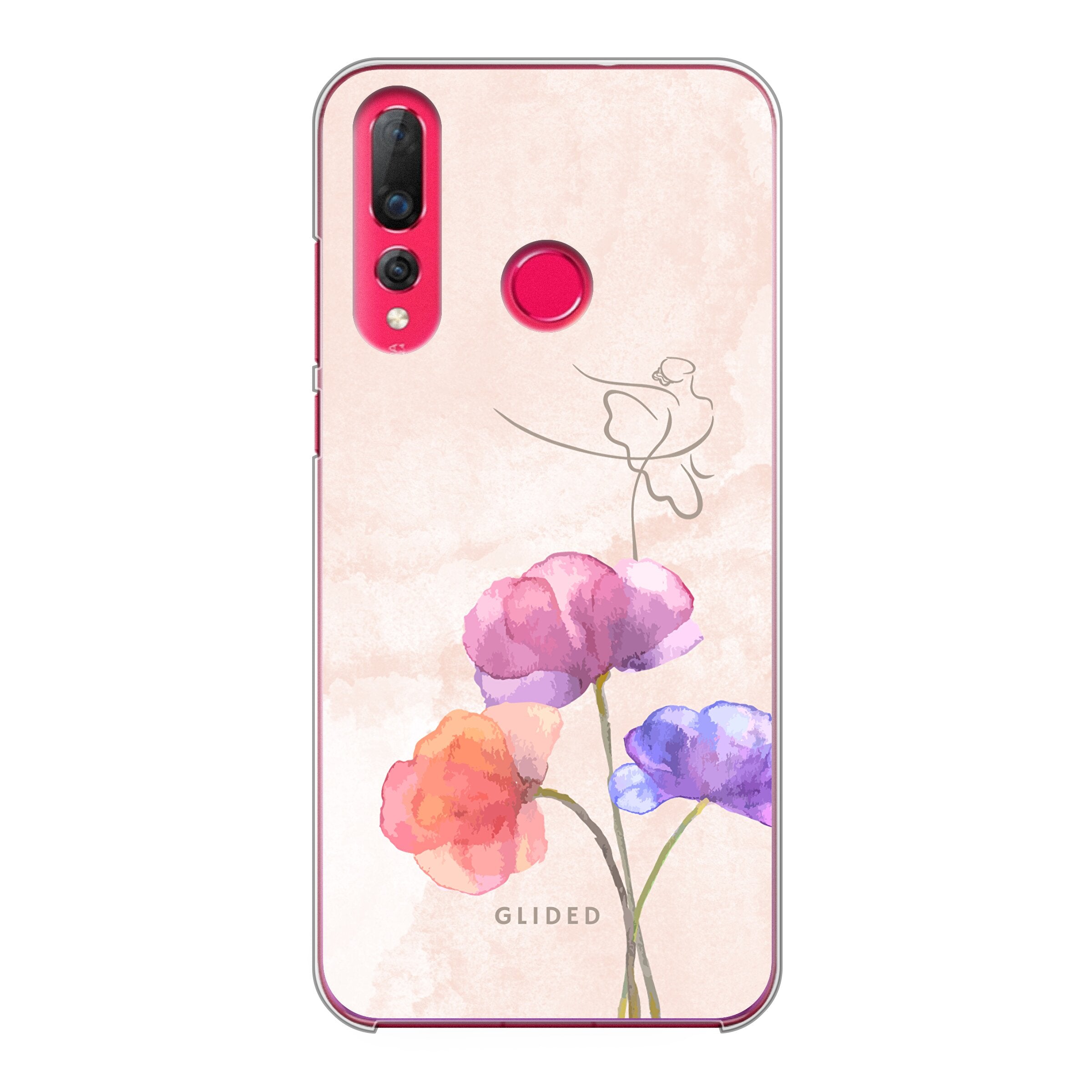 Blossom Huawei P30 Lite Handyhülle mit Ballerina-Design auf einer Blume in zarten Pastellfarben.