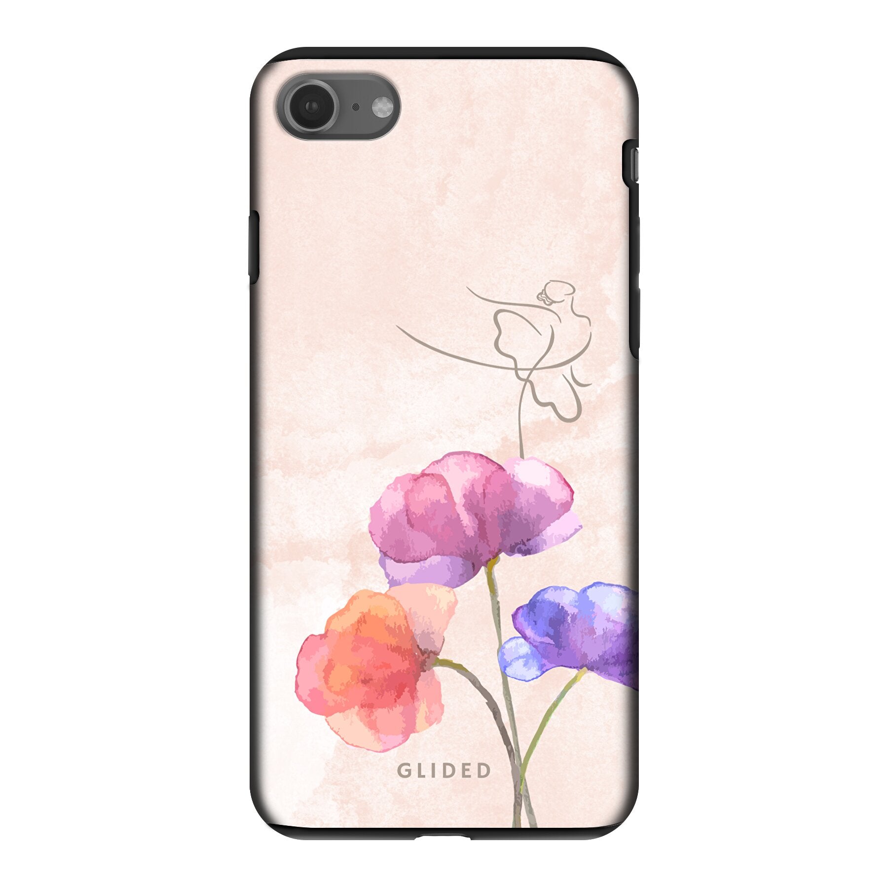 Blossom iPhone 7 Handyhülle mit zartem Ballerina-Design auf einer Blume in Pastellfarben, ideal für stilvollen Schutz.