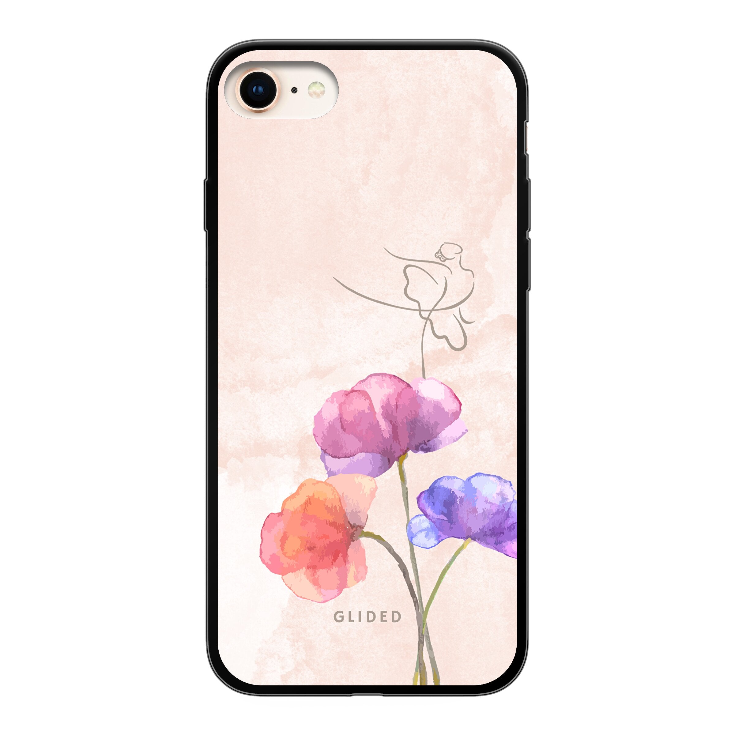 Blossom iPhone 7 Handyhülle mit zartem Ballerina-Design auf einer Blume in Pastellfarben, ideal für stilvollen Schutz.