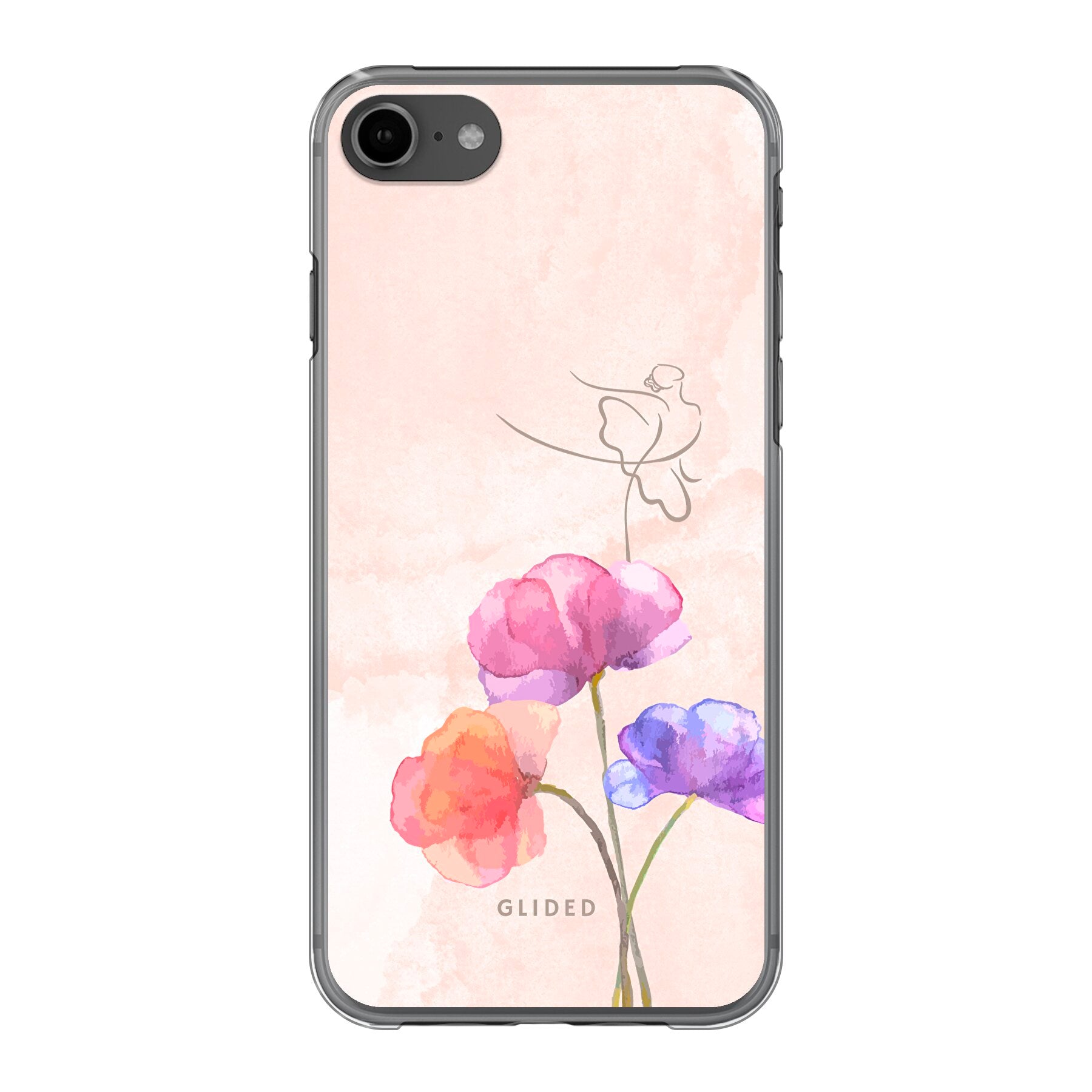 Blossom iPhone 7 Handyhülle mit zartem Ballerina-Design auf einer Blume in Pastellfarben, ideal für stilvollen Schutz.