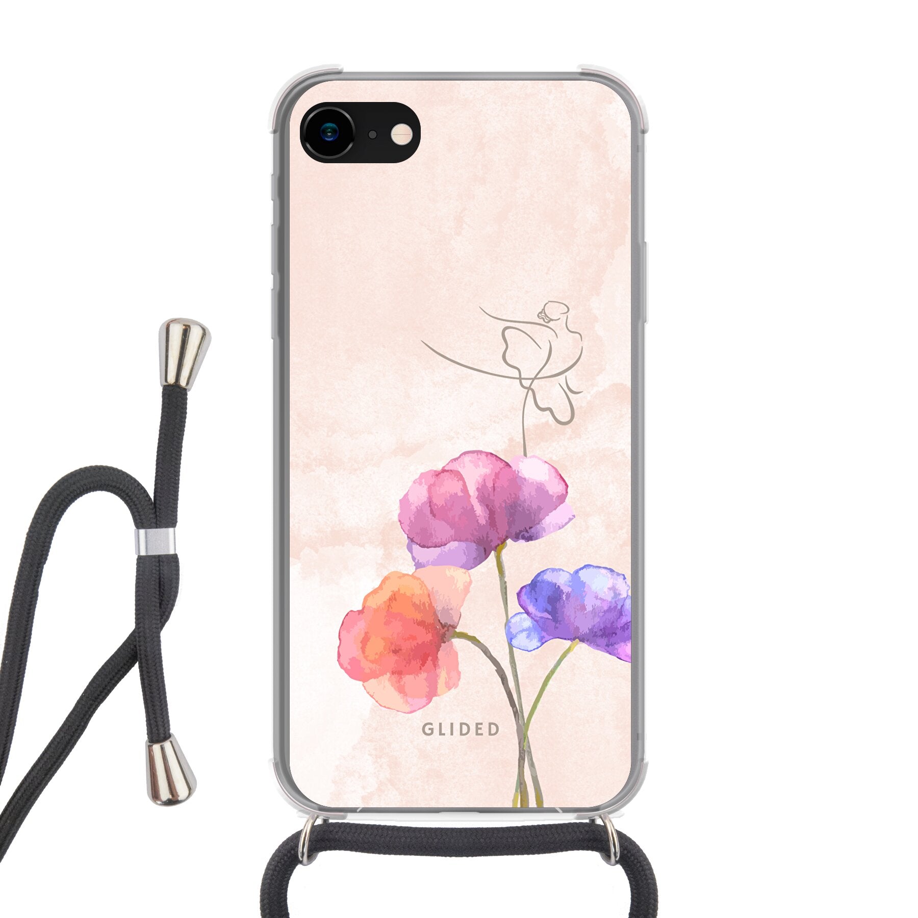 Blossom iPhone 7 Handyhülle mit zartem Ballerina-Design auf einer Blume in Pastellfarben, ideal für stilvollen Schutz.