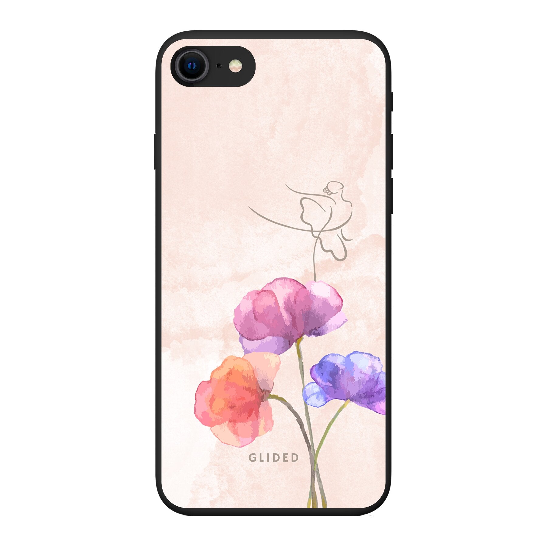 Blossom iPhone 7 Handyhülle mit zartem Ballerina-Design auf einer Blume in Pastellfarben, ideal für stilvollen Schutz.