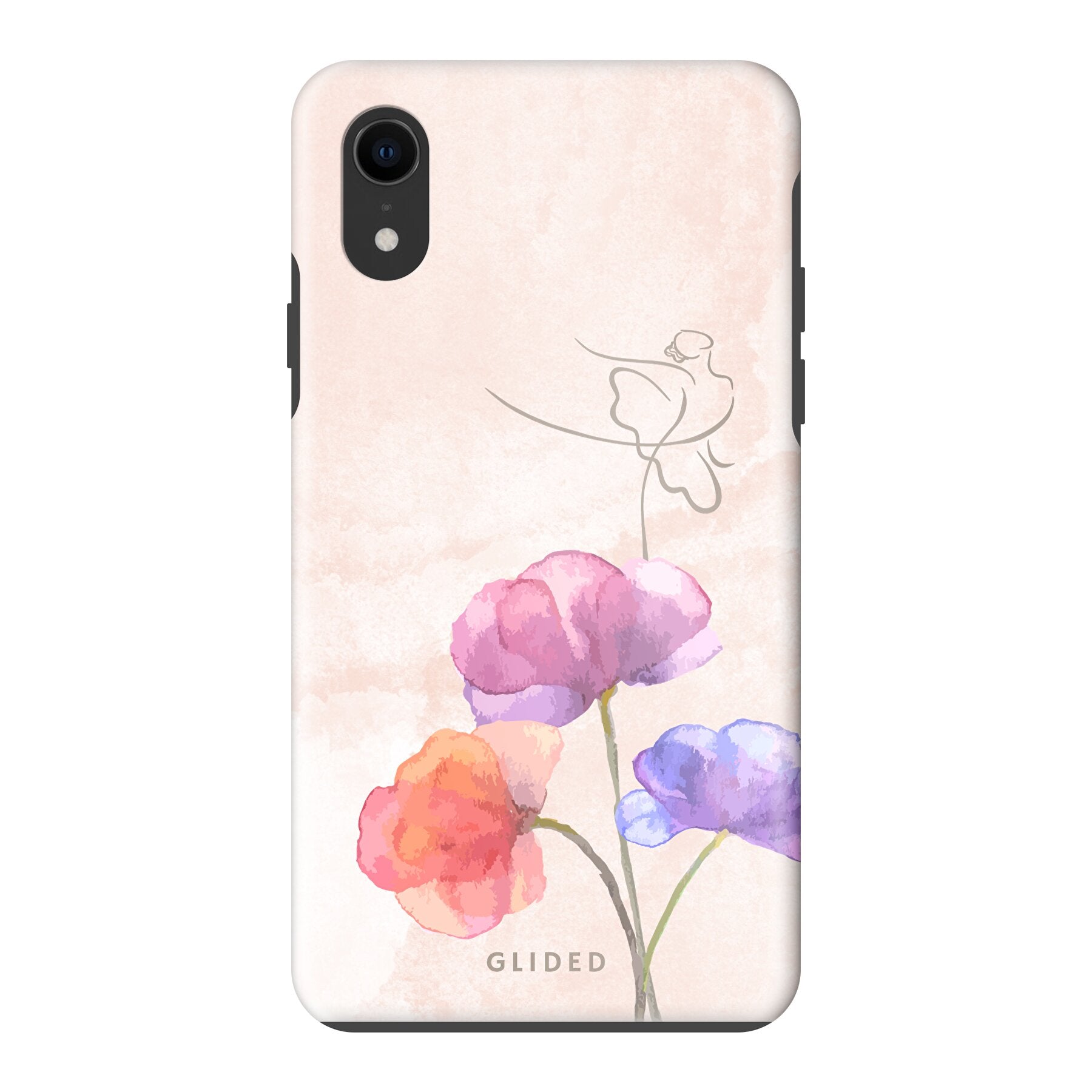 Blossom iPhone XR Handyhülle mit Ballerina-Design in zarten Pastellfarben, die Eleganz und Schutz vereint.