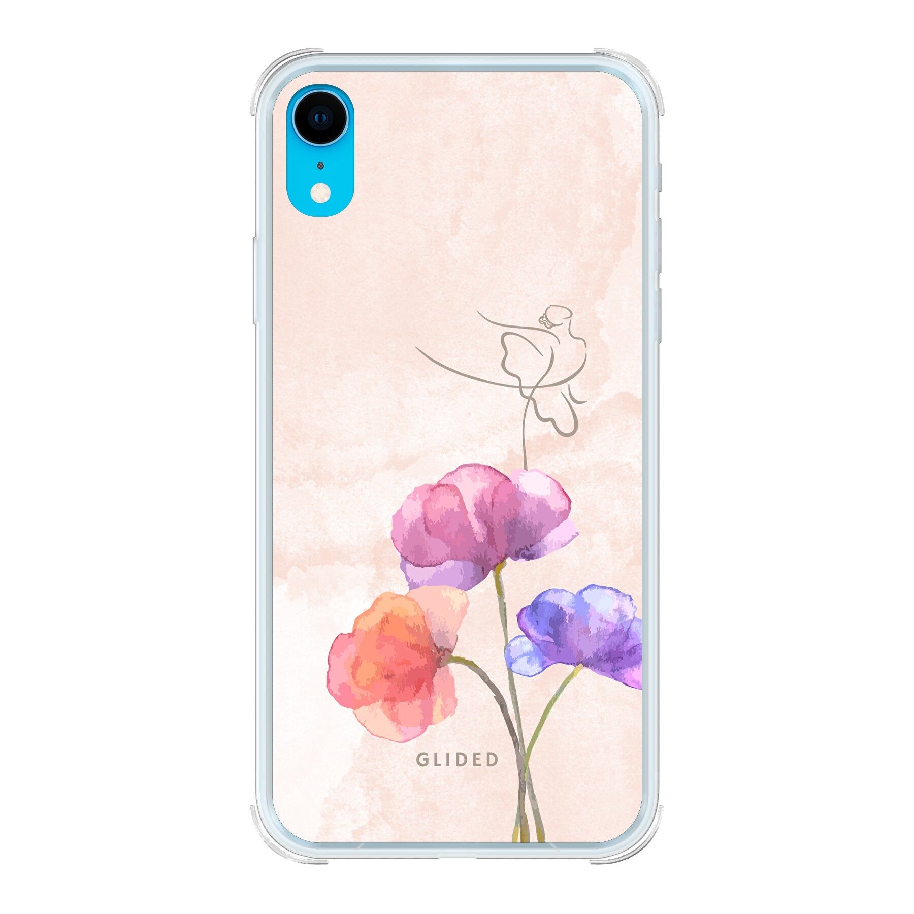 Blossom iPhone XR Handyhülle mit Ballerina-Design in zarten Pastellfarben, die Eleganz und Schutz vereint.