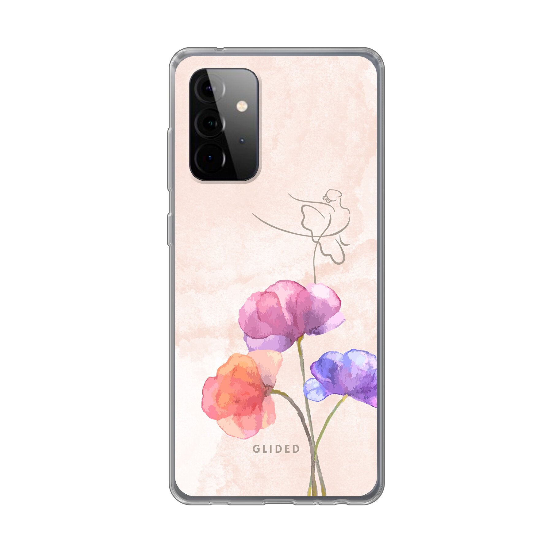 Blossom Handyhülle für Samsung Galaxy A72 mit Ballerina-Design in zarten Pastellfarben, bietet stilvollen Schutz und Eleganz.