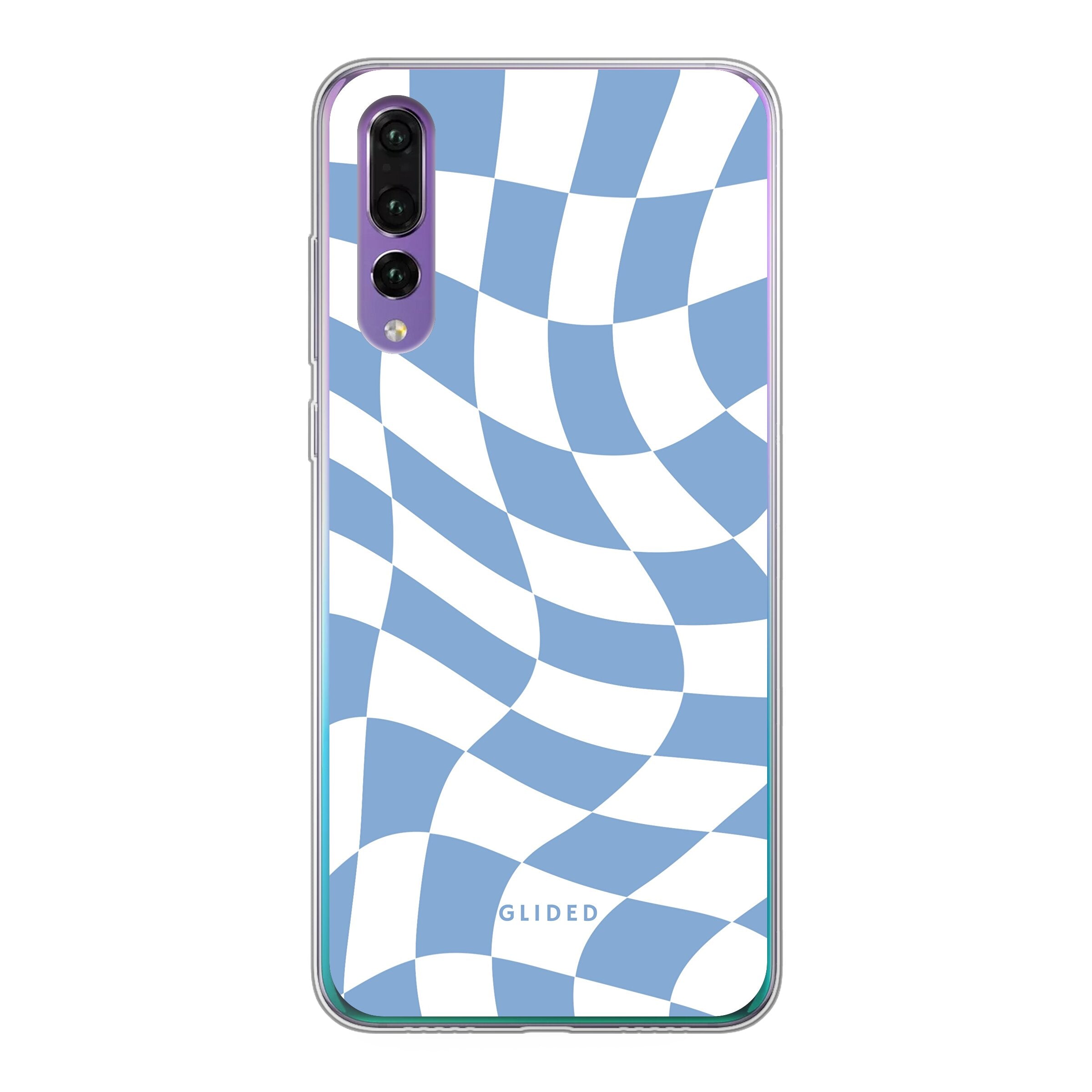 Elegante Blue Chess Huawei P30 Handyhülle mit Schachbrettmuster in verschiedenen Blautönen, idealer Schutz und stilvolles Design.