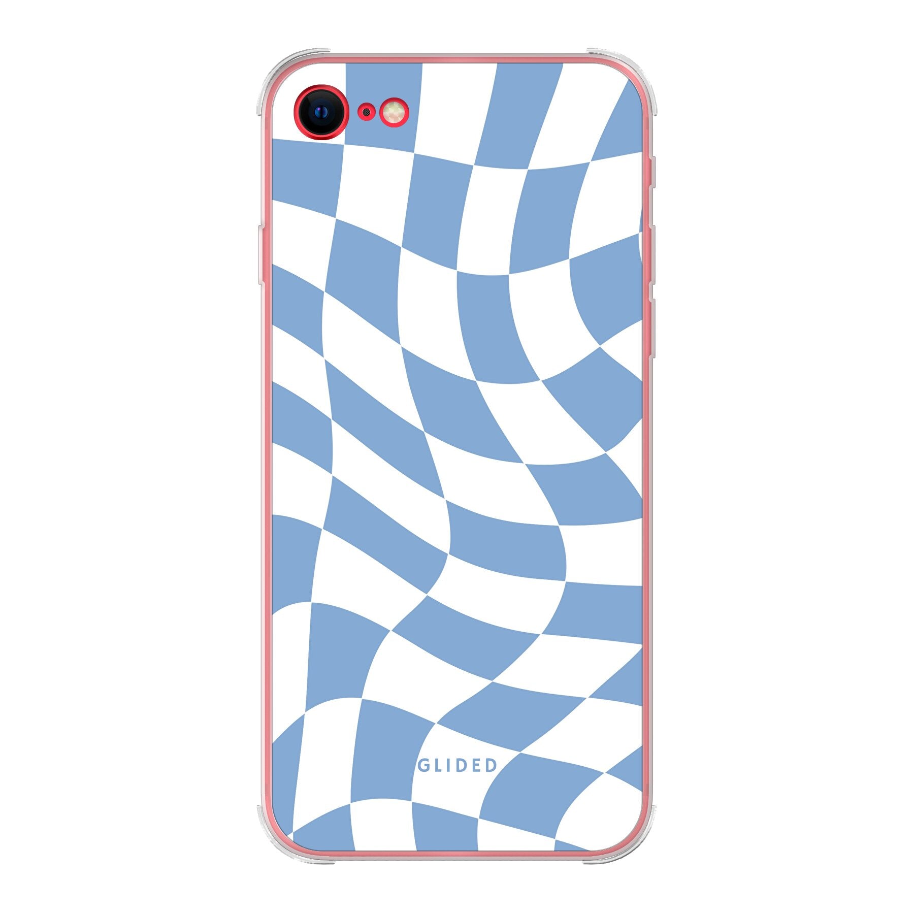 Elegante Blue Chess iPhone 7 Hülle mit Schachbrettmuster in verschiedenen Blautönen, idealer Schutz und stilvolles Design.