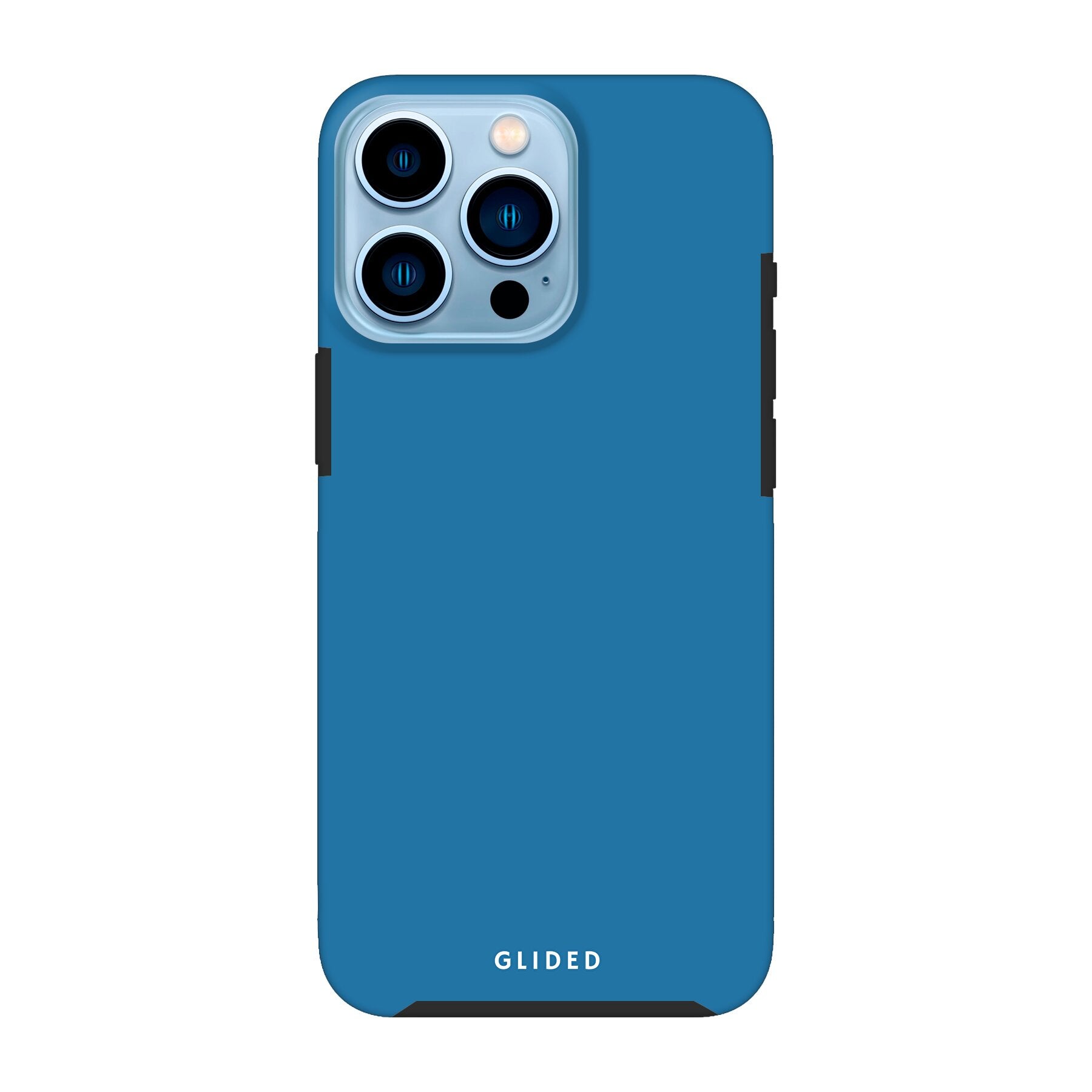 Die Blue Delight Handyhülle für iPhone 13 Pro in einem bezaubernden Blauton, die stilvollen Schutz und elegantes Design vereint.