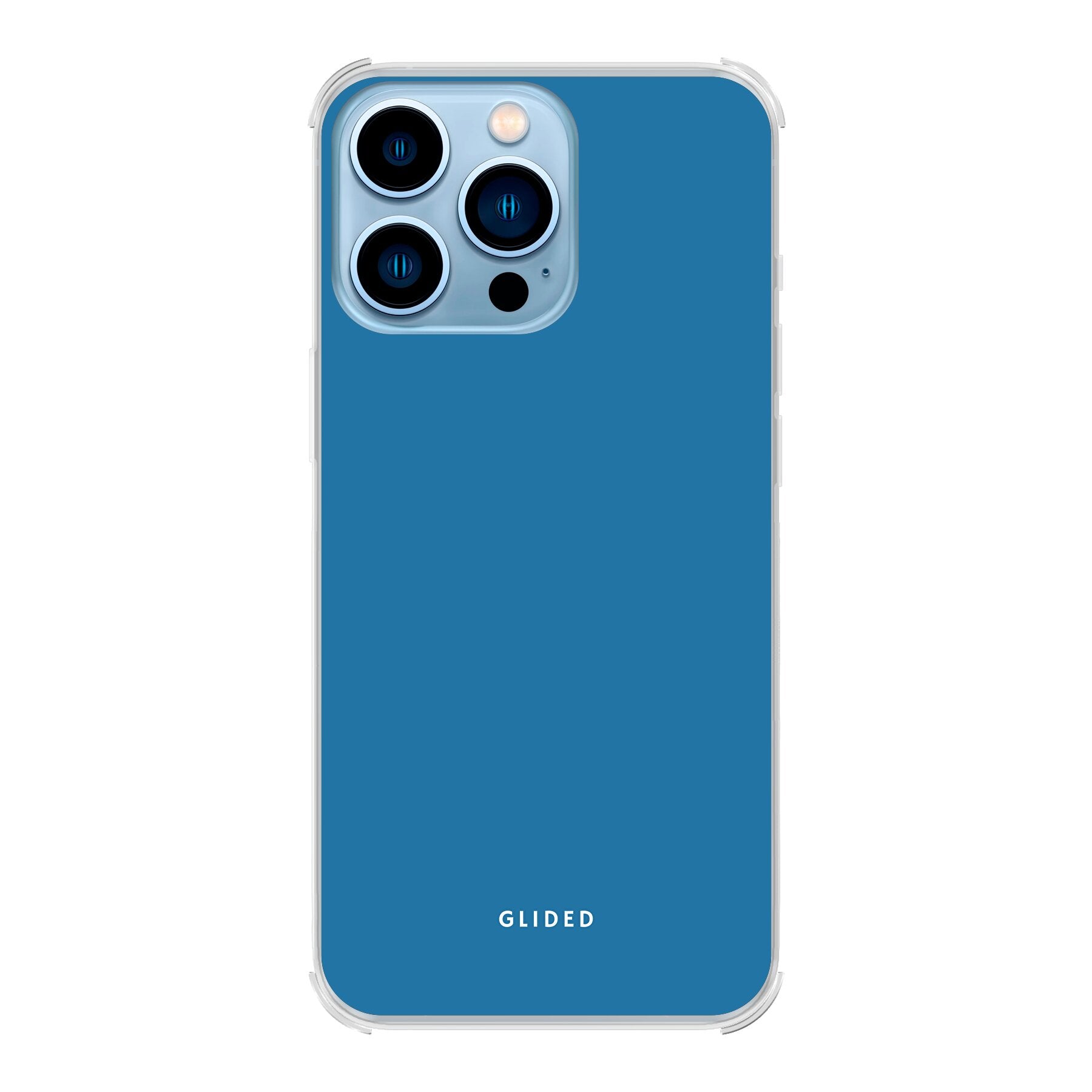 Die Blue Delight Handyhülle für iPhone 13 Pro in einem bezaubernden Blauton, die stilvollen Schutz und elegantes Design vereint.