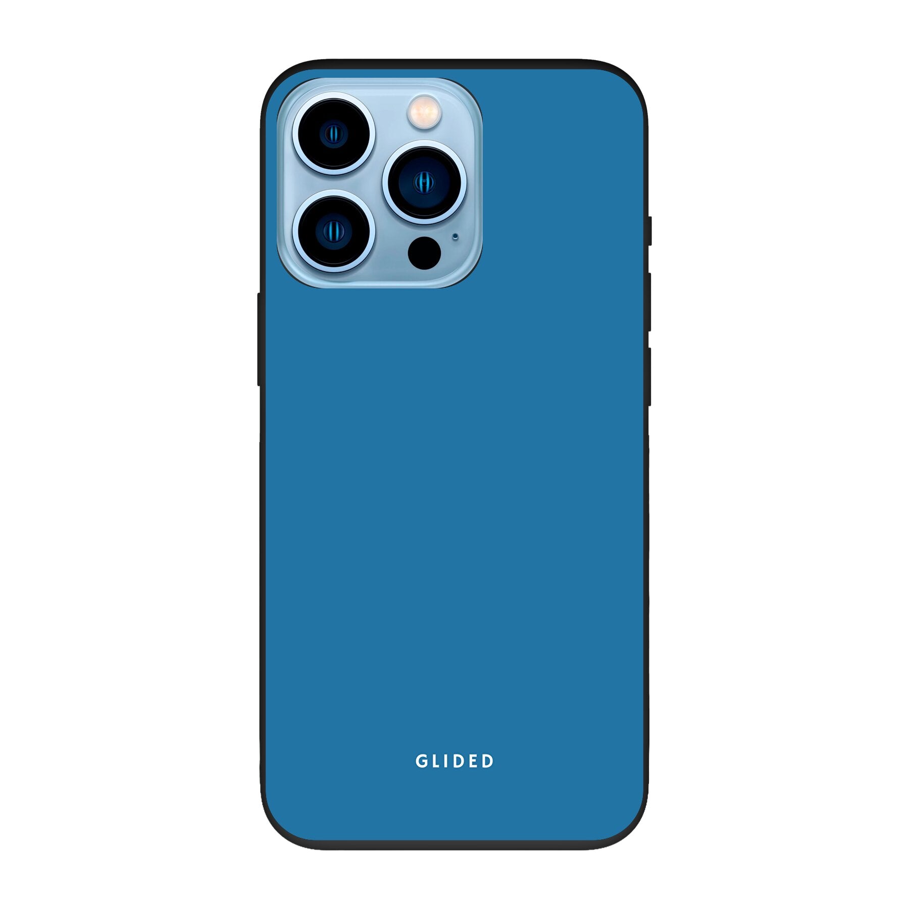 Die Blue Delight Handyhülle für iPhone 13 Pro in einem bezaubernden Blauton, die stilvollen Schutz und elegantes Design vereint.