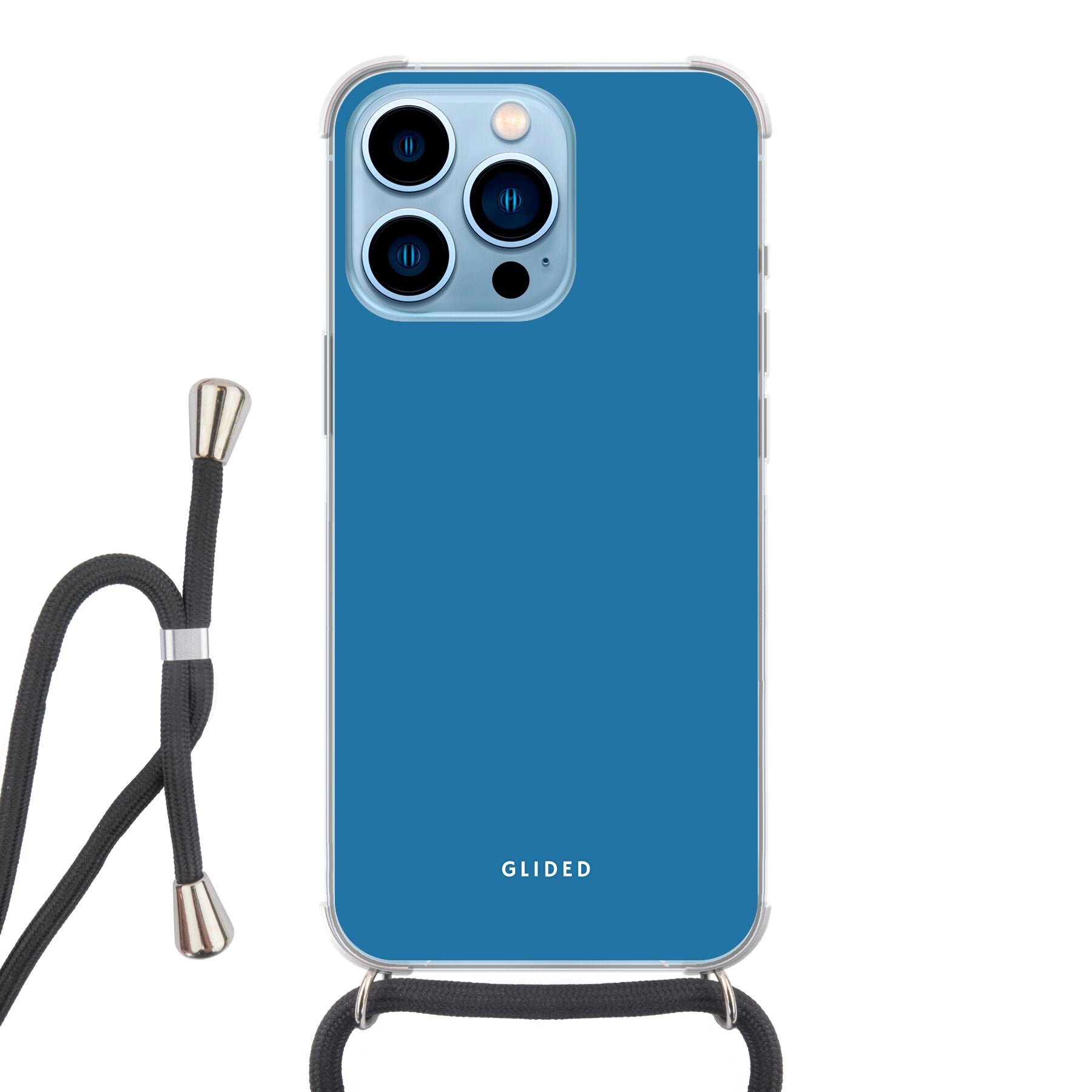 Die Blue Delight Handyhülle für iPhone 13 Pro in einem bezaubernden Blauton, die stilvollen Schutz und elegantes Design vereint.