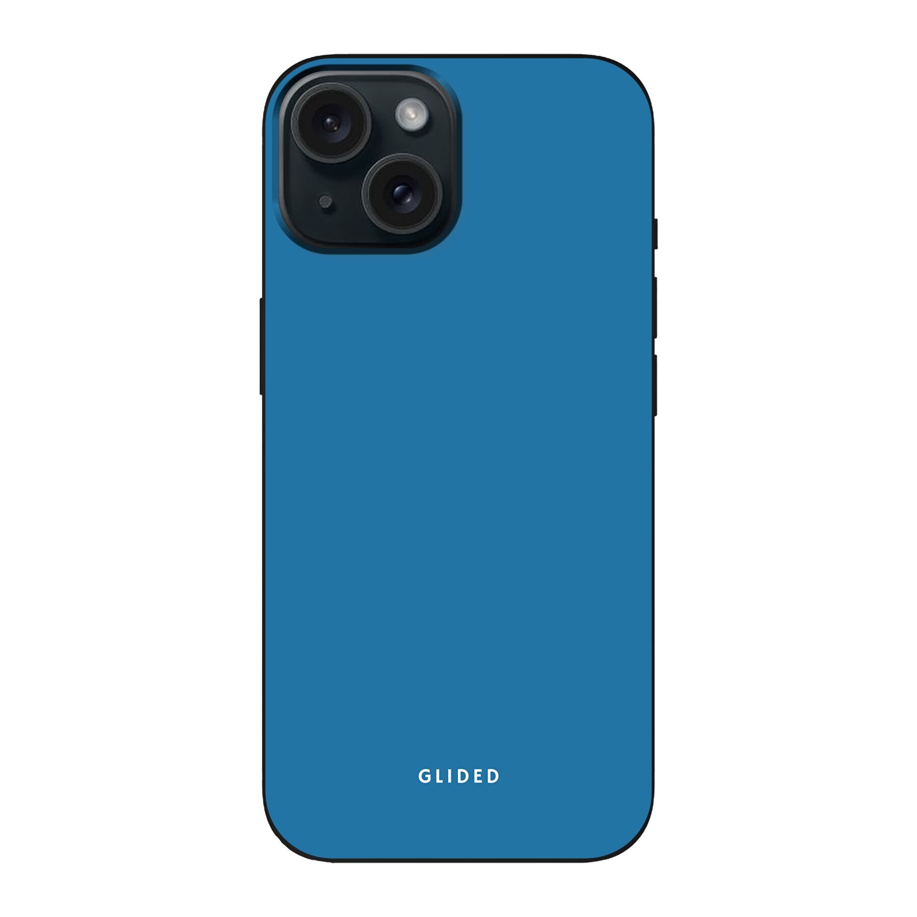 Die Blue Delight Handyhülle für iPhone 15 in einem bezaubernden Blauton, die stilvollen Schutz und elegantes Design vereint.