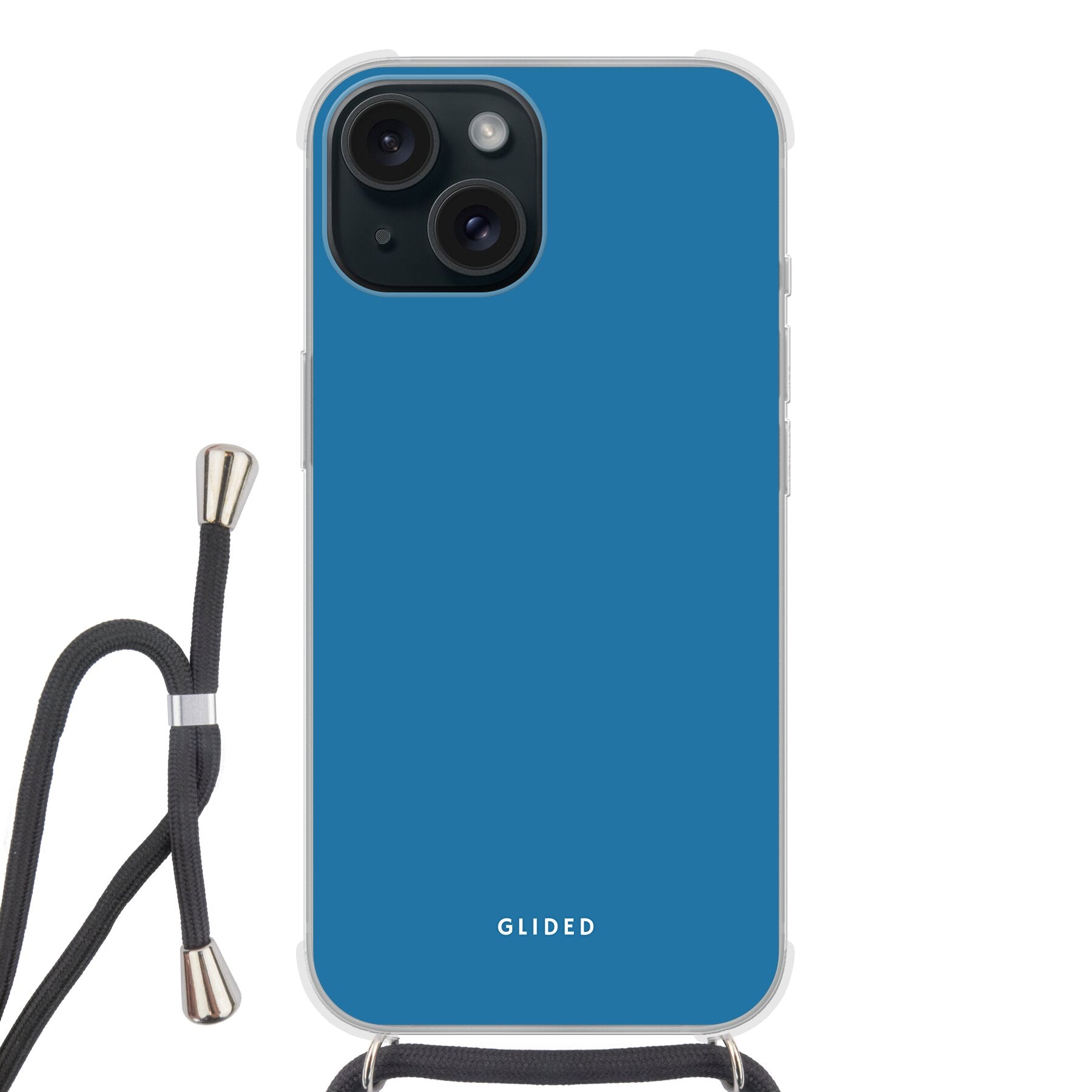 Die Blue Delight Handyhülle für iPhone 15 in einem bezaubernden Blauton, die stilvollen Schutz und elegantes Design vereint.