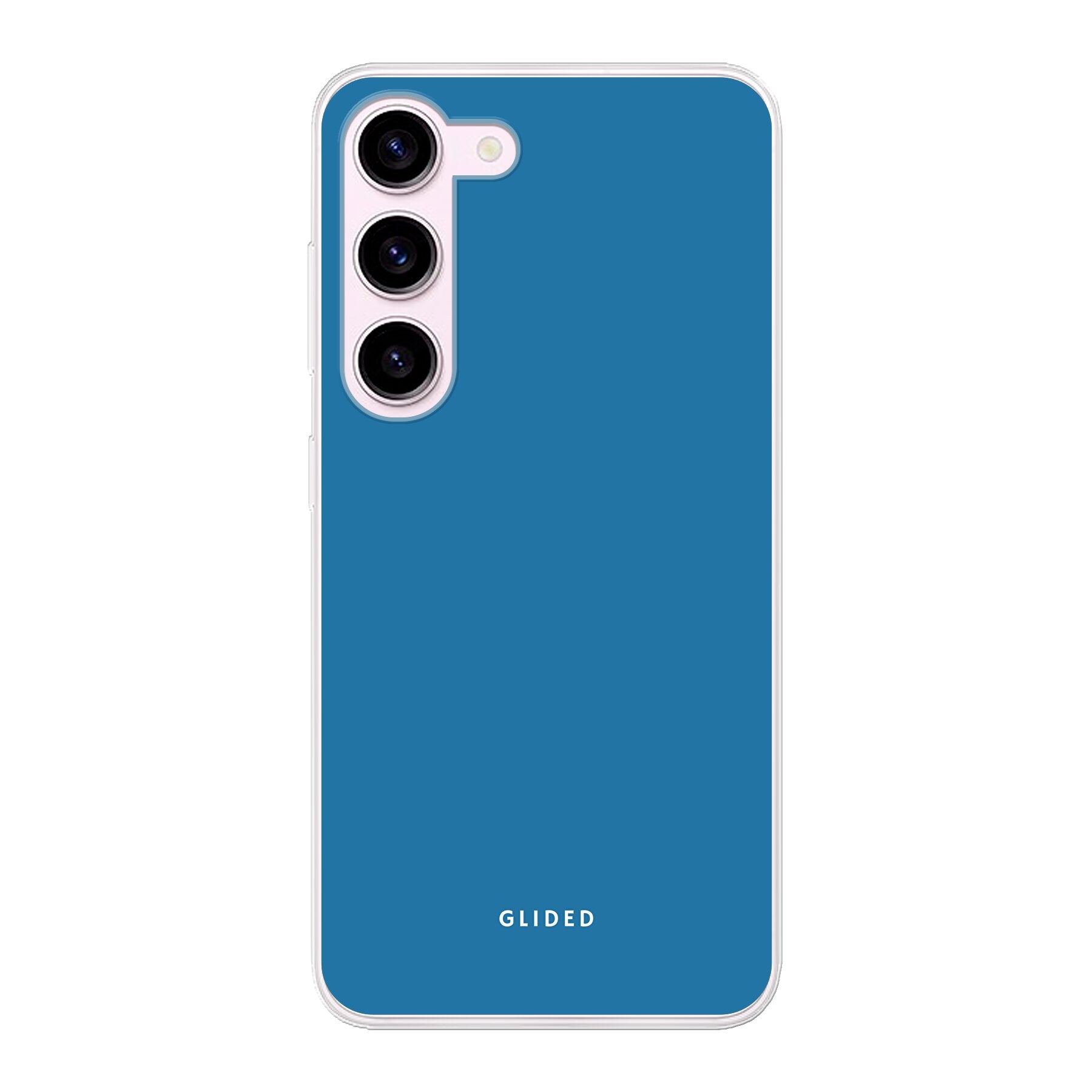 Die 'Blue Delight' Handyhülle für Samsung Galaxy S23 in einem bezaubernden Blauton, die stilvollen Schutz und elegantes Design vereint.