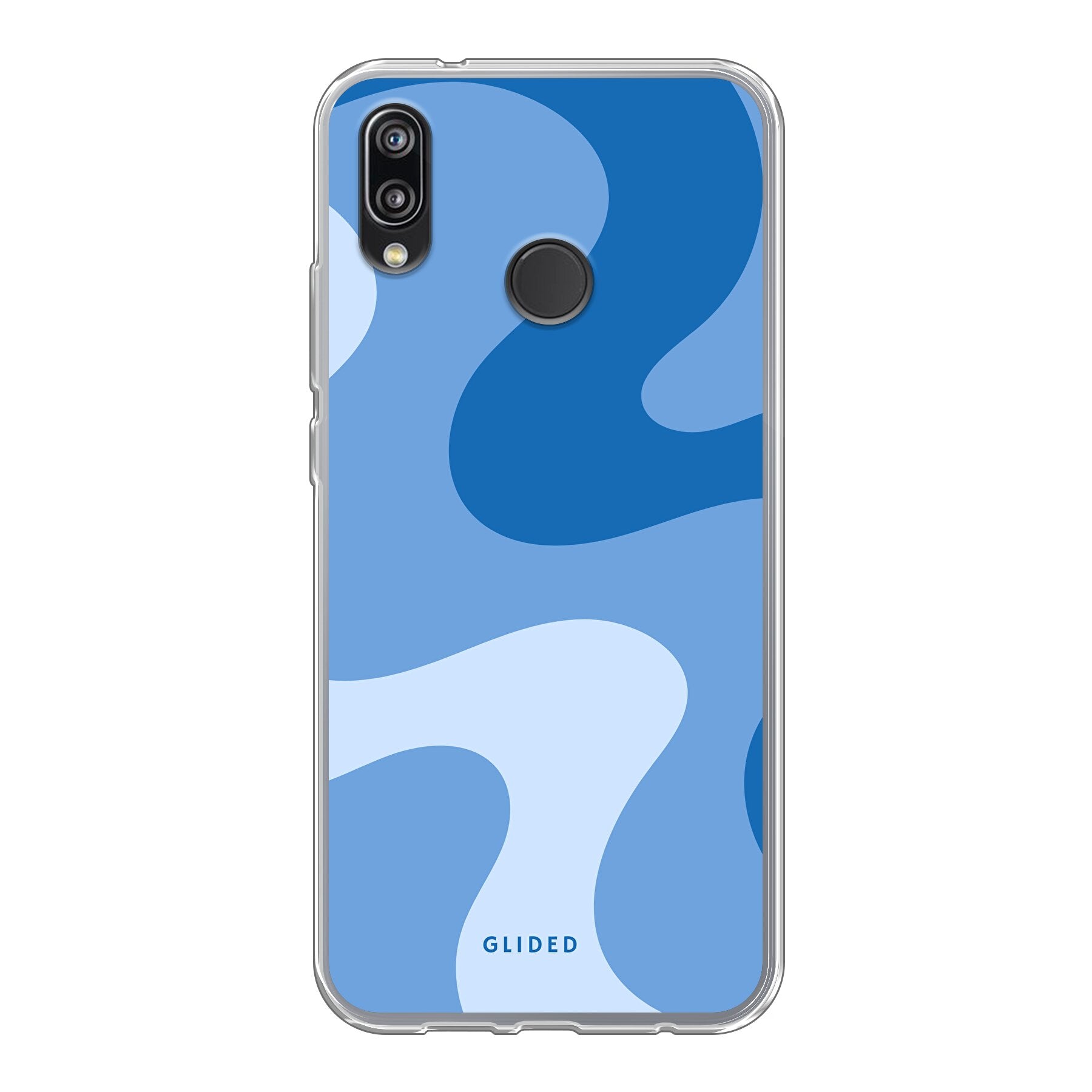 Blue Wave Handyhülle für Huawei P20 Lite mit abstraktem blauem Wellenmuster, bietet stilvollen Schutz und dynamisches Design.