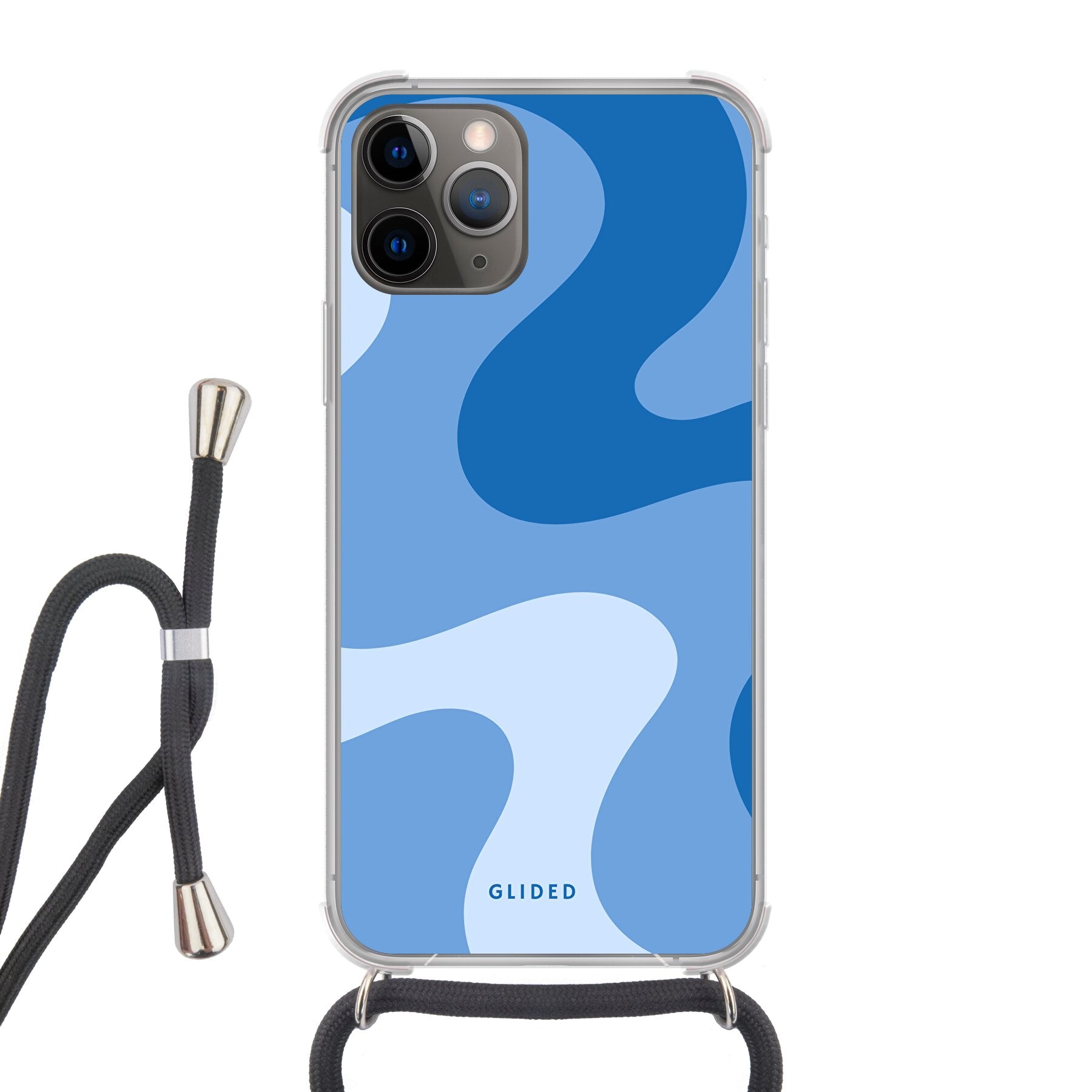 Blue Wave iPhone 11 Pro Handyhülle mit abstraktem blauem Wellen-Design, bietet Schutz und Stil.