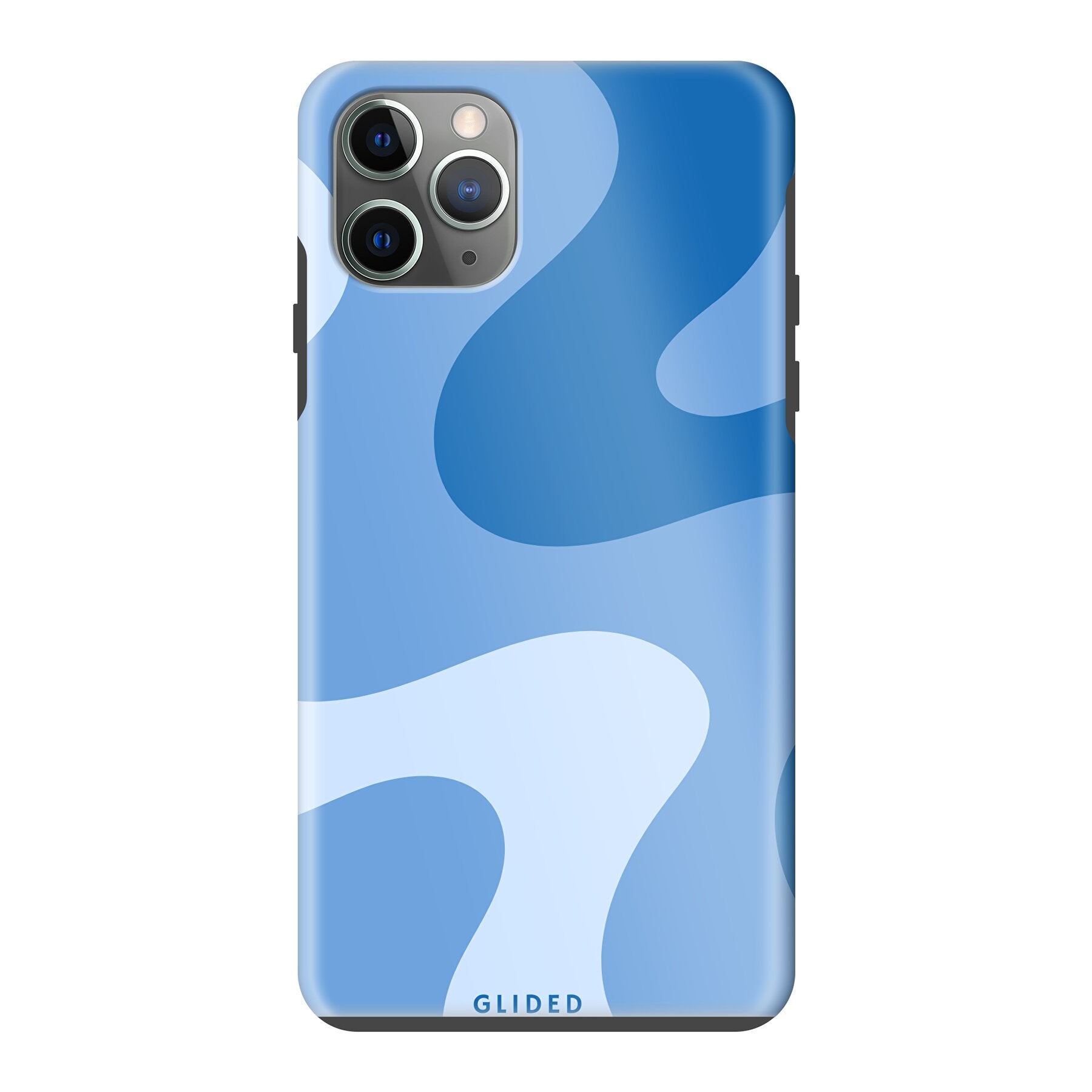 Blue Wave Handyhülle für iPhone 11 Pro Max mit abstraktem blauen Wellenmuster, bietet stilvollen Schutz und dynamisches Design.