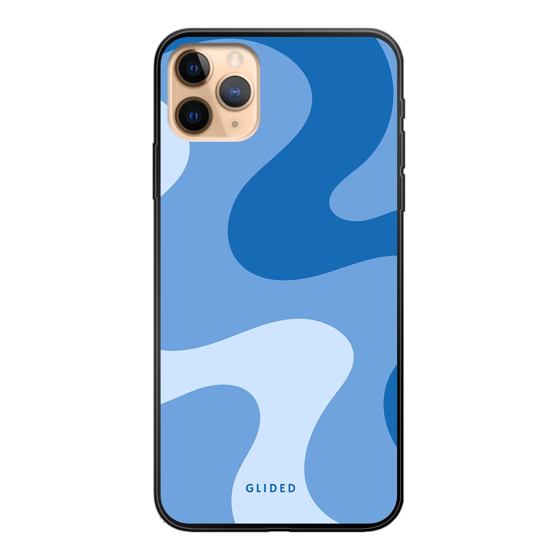 Blue Wave Handyhülle für iPhone 11 Pro Max mit abstraktem blauen Wellenmuster, bietet stilvollen Schutz und dynamisches Design.