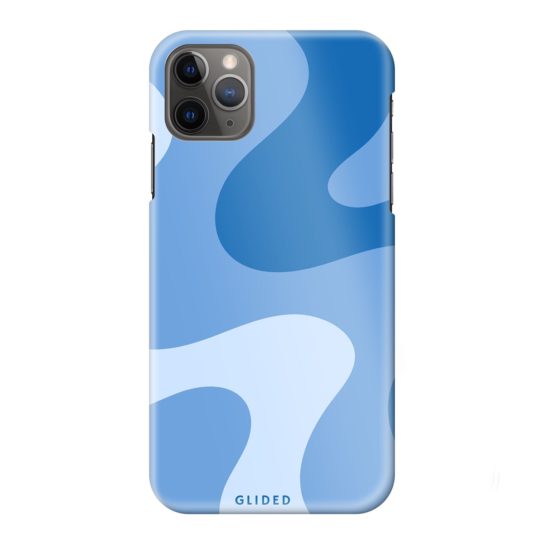 Blue Wave Handyhülle für iPhone 11 Pro Max mit abstraktem blauen Wellenmuster, bietet stilvollen Schutz und dynamisches Design.