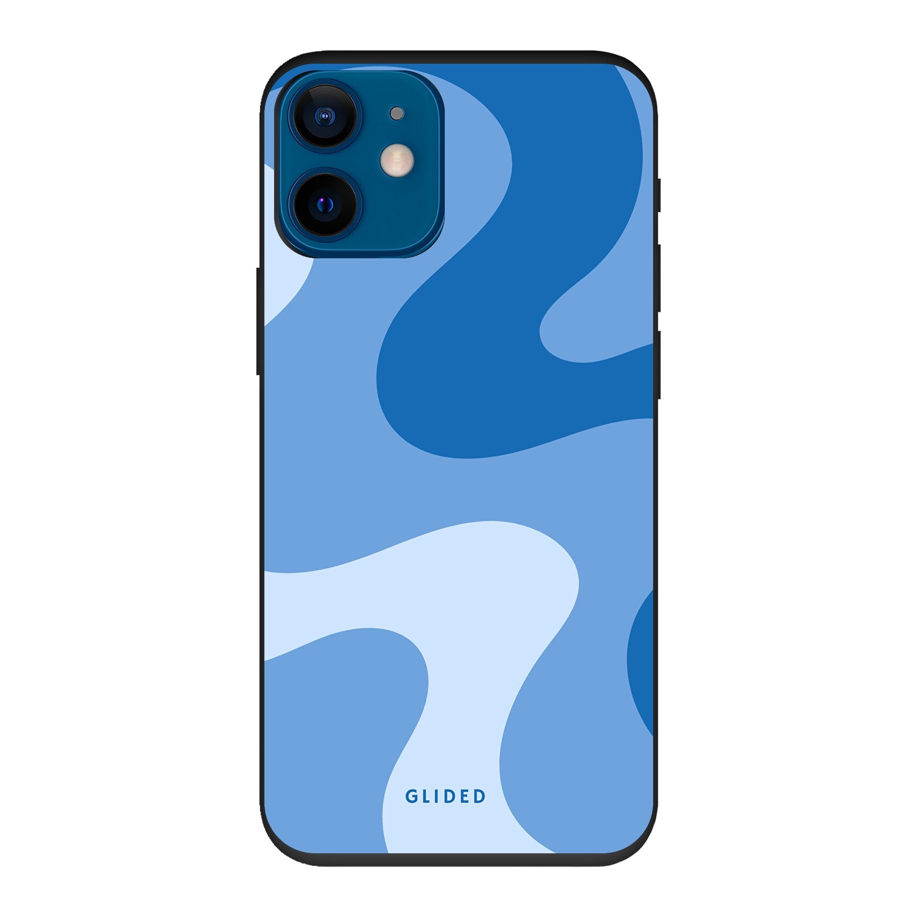 Blue Wave Handyhülle für iPhone 12 mini mit abstraktem blauem Wellen-Design, bietet Schutz und Stil.