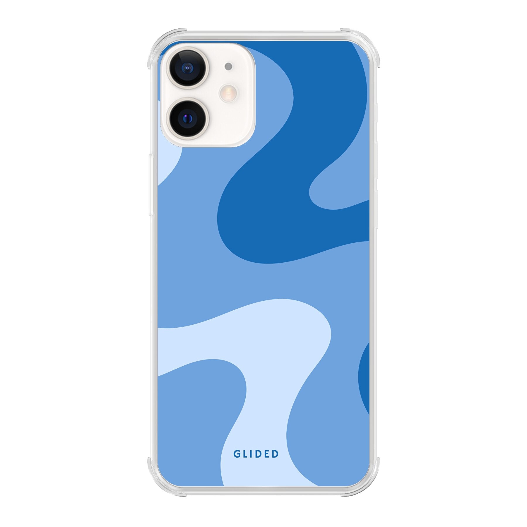 Blue Wave iPhone 12 Pro Handyhülle mit abstraktem blauen Wellen-Design, bietet Schutz und Stil.