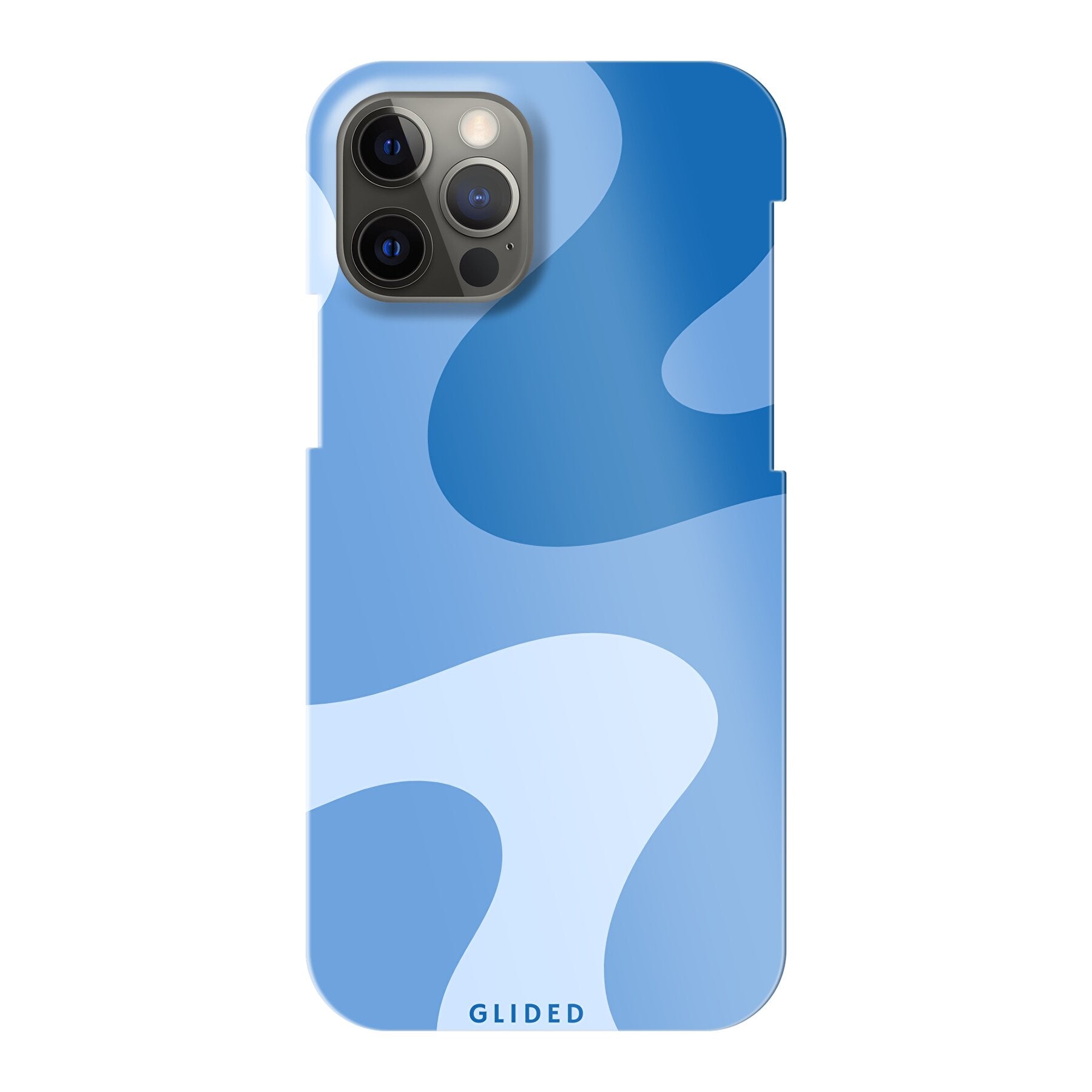 Blue Wave iPhone 12 Pro Handyhülle mit abstraktem blauen Wellen-Design, bietet Schutz und Stil.