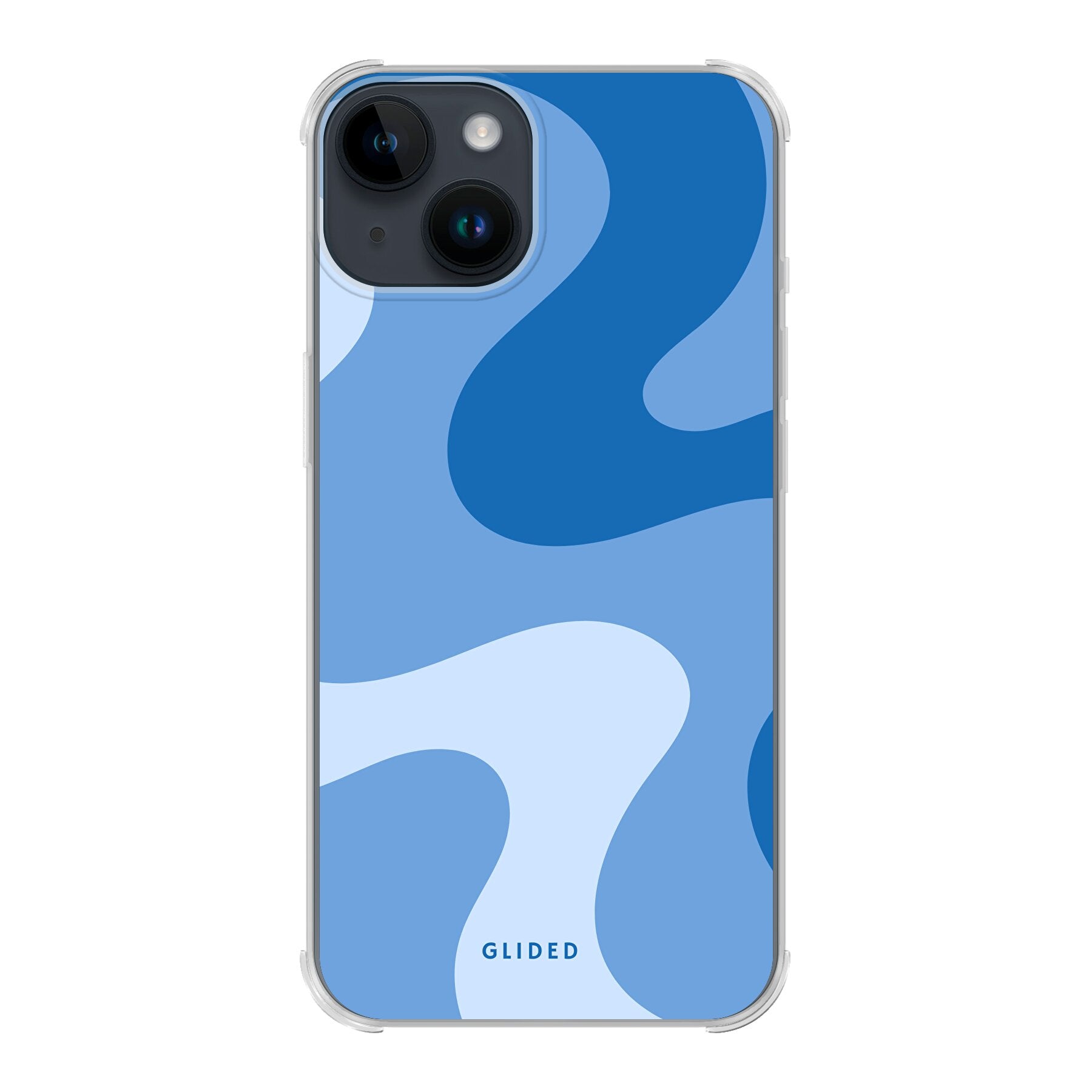 Blue Wave iPhone 14 Handyhülle mit abstraktem Design in Blau, bietet Schutz und Stil.