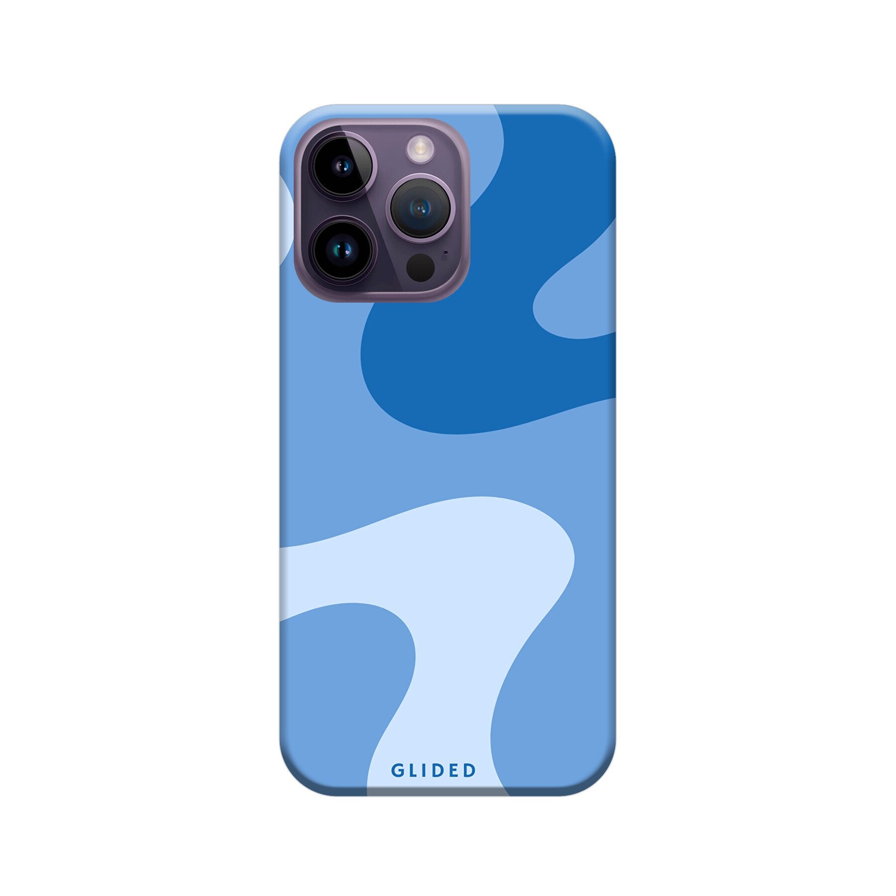 Blue Wave Handyhülle für iPhone 15 Pro Max mit abstraktem blauem Wellenmuster, bietet stilvollen Schutz und dynamisches Design.