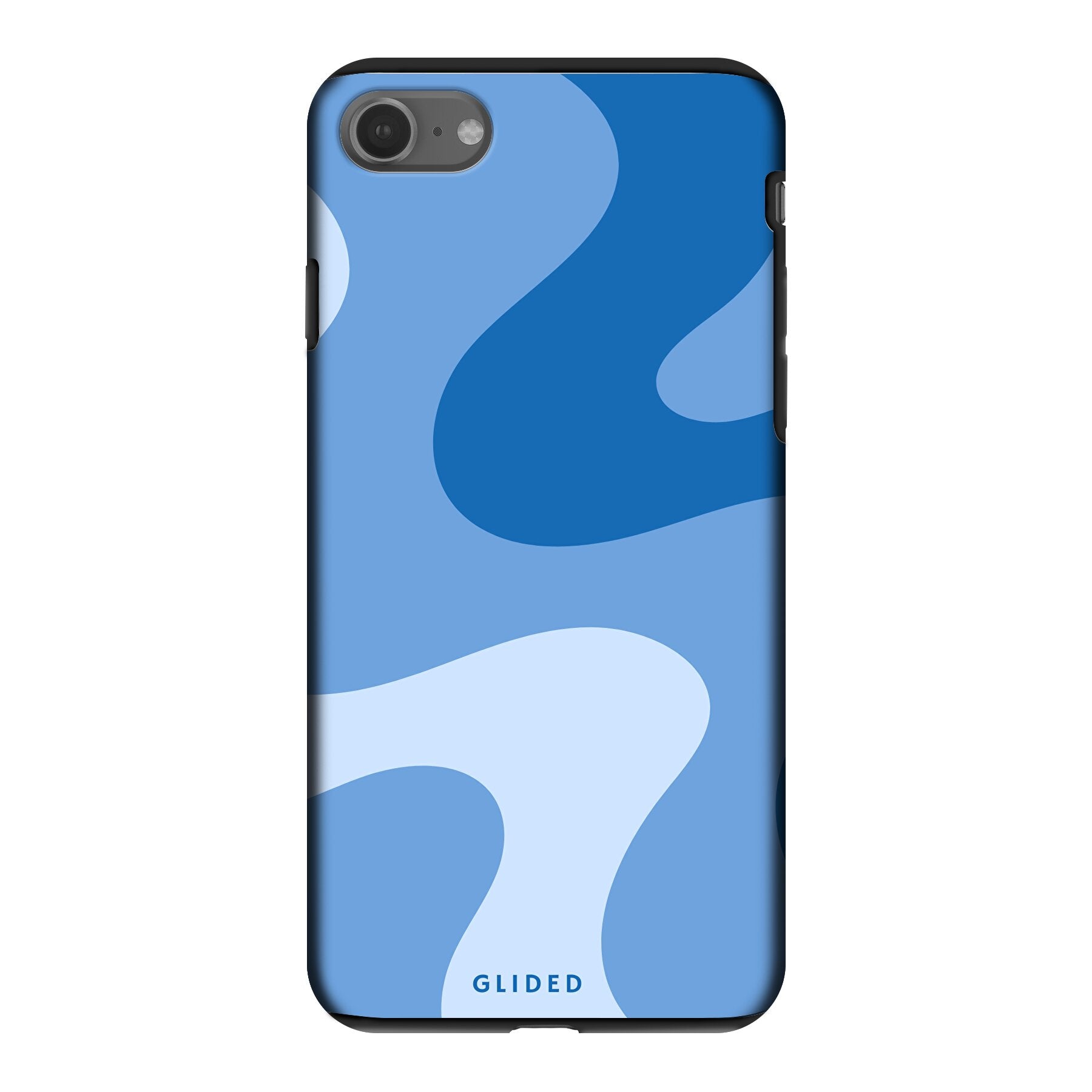 Blue Wave iPhone 7 Handyhülle mit abstraktem blauen Wellenmuster, bietet stilvollen Schutz und dynamisches Design.