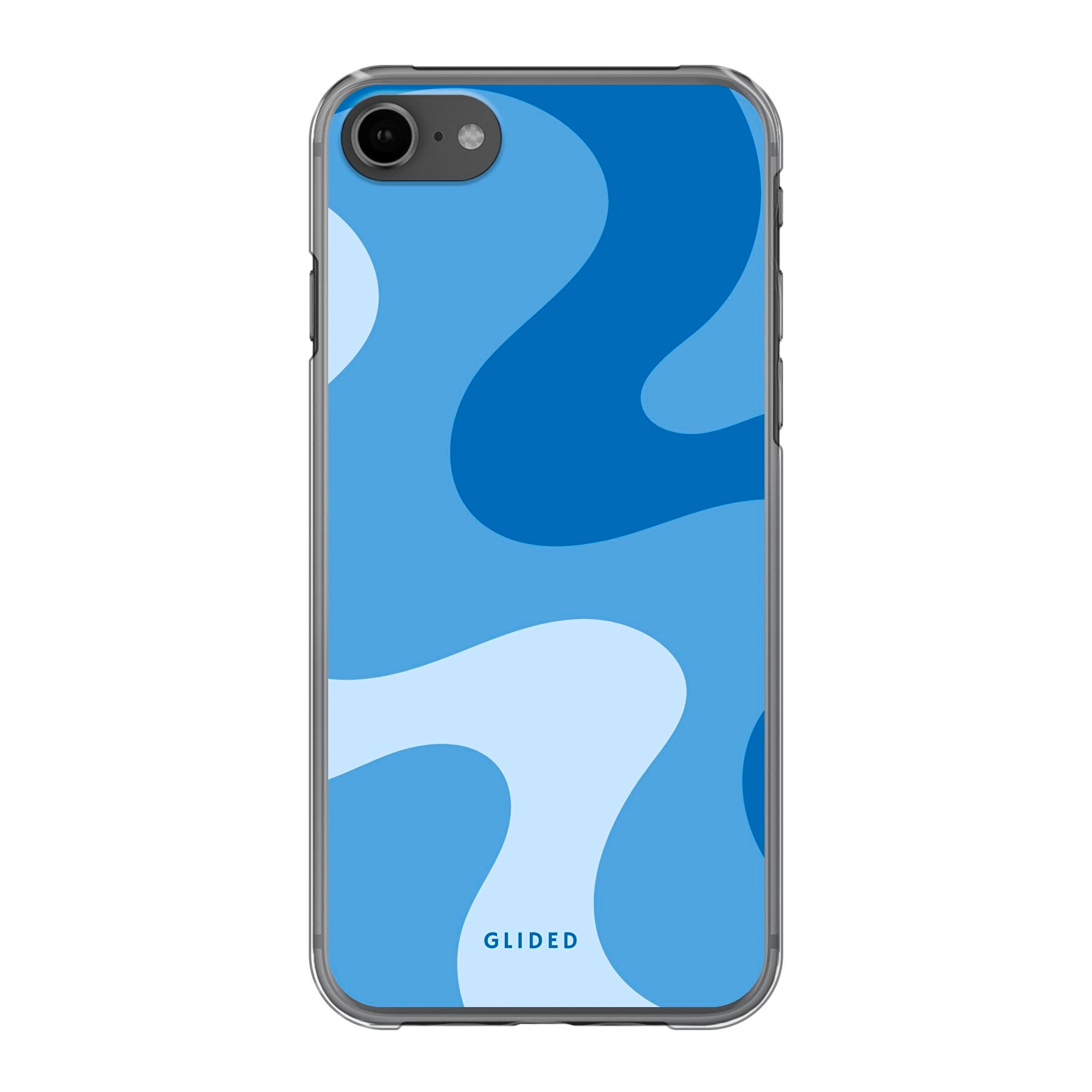 Blue Wave iPhone 7 Handyhülle mit abstraktem blauen Wellenmuster, bietet stilvollen Schutz und dynamisches Design.