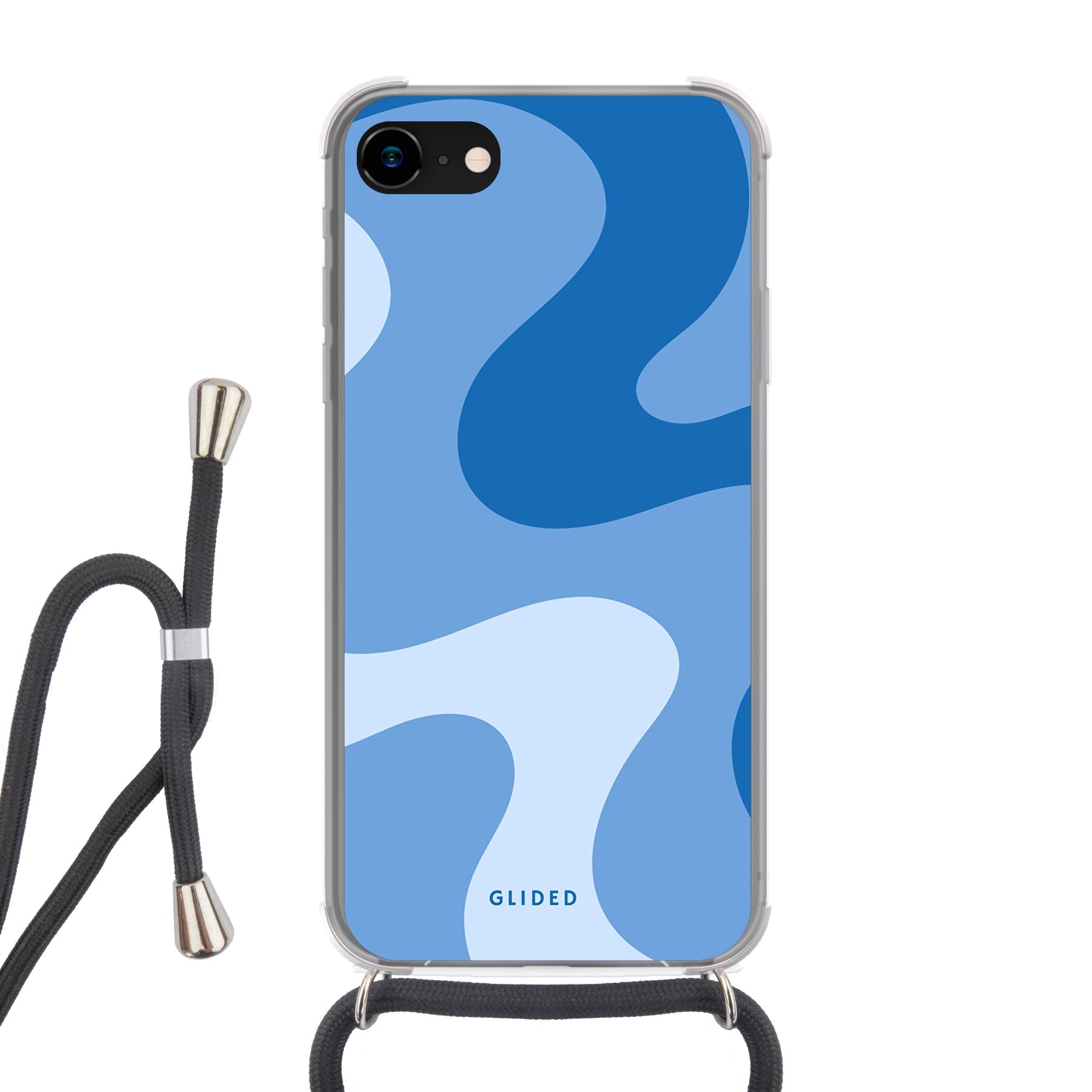 Blue Wave iPhone 7 Handyhülle mit abstraktem blauen Wellenmuster, bietet stilvollen Schutz und dynamisches Design.