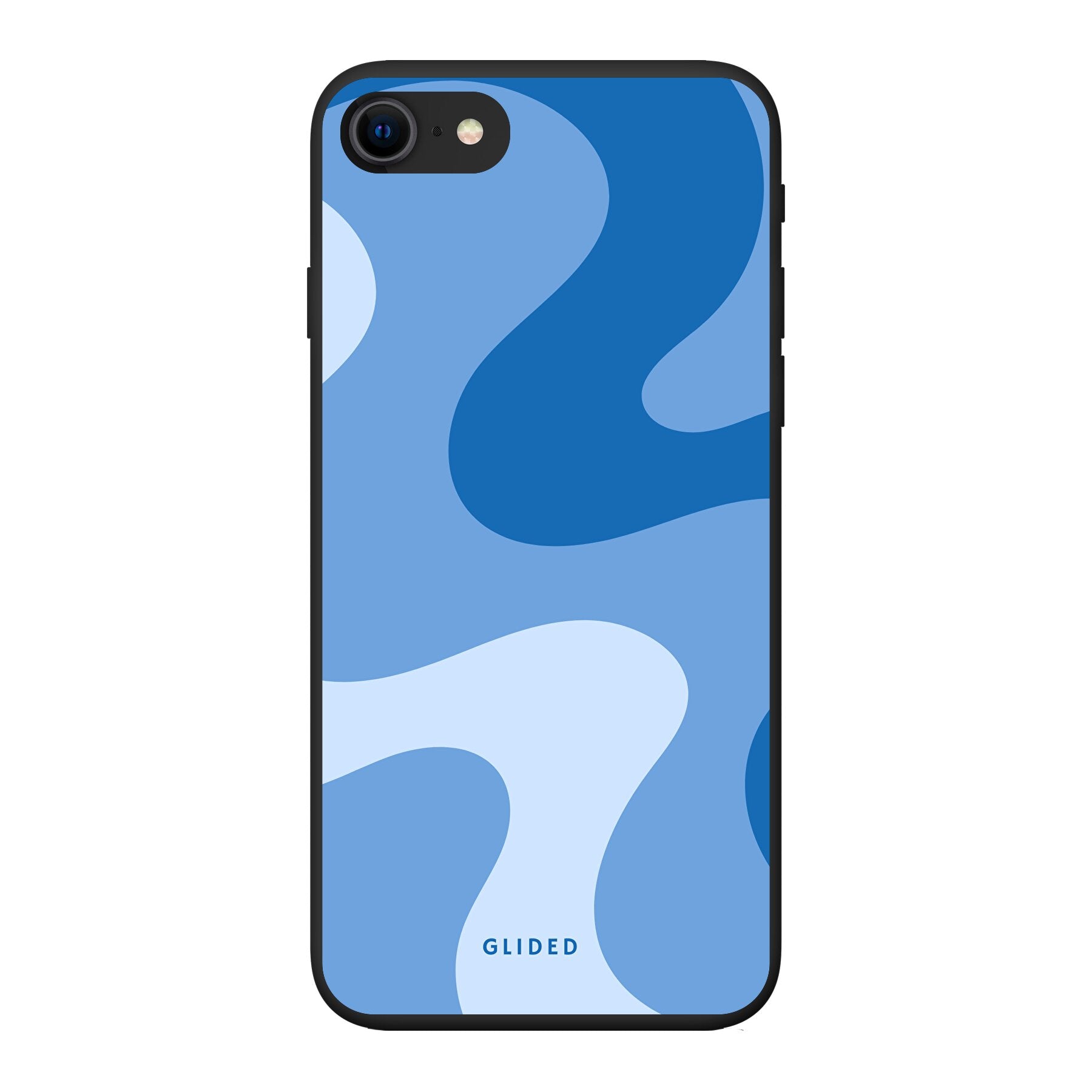 Blue Wave iPhone 7 Handyhülle mit abstraktem blauen Wellenmuster, bietet stilvollen Schutz und dynamisches Design.