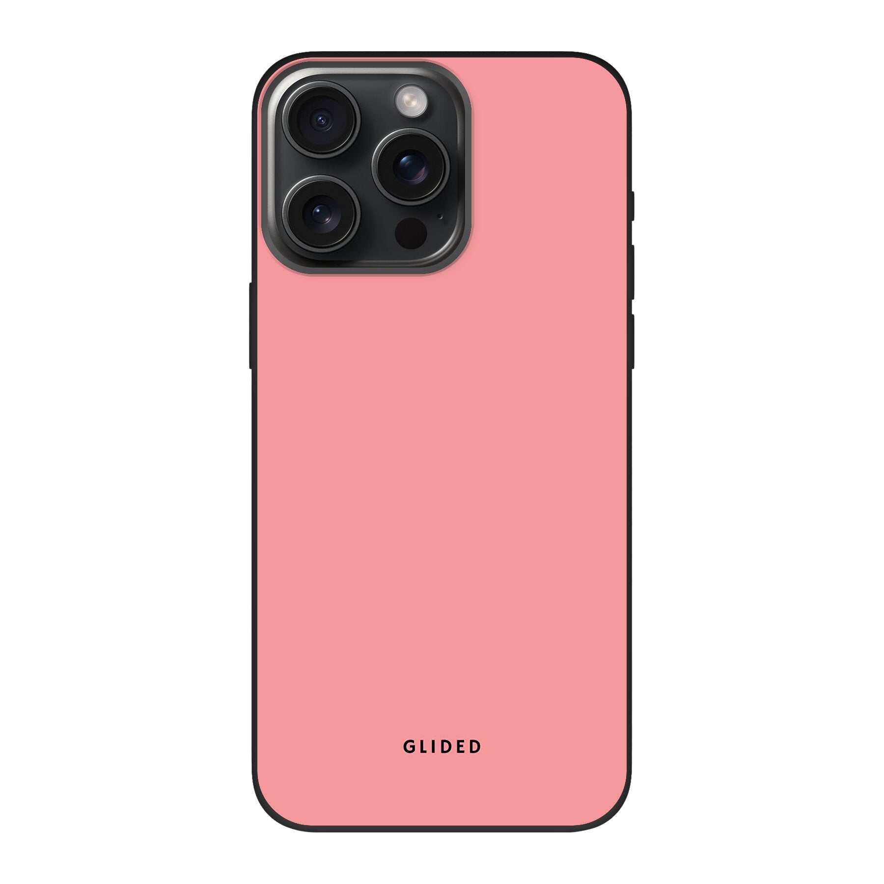 Die 'Blush Bloom' iPhone 15 Pro Handyhülle in sanftem Rosaton, elegant und stilvoll, mit floralen Motiven.