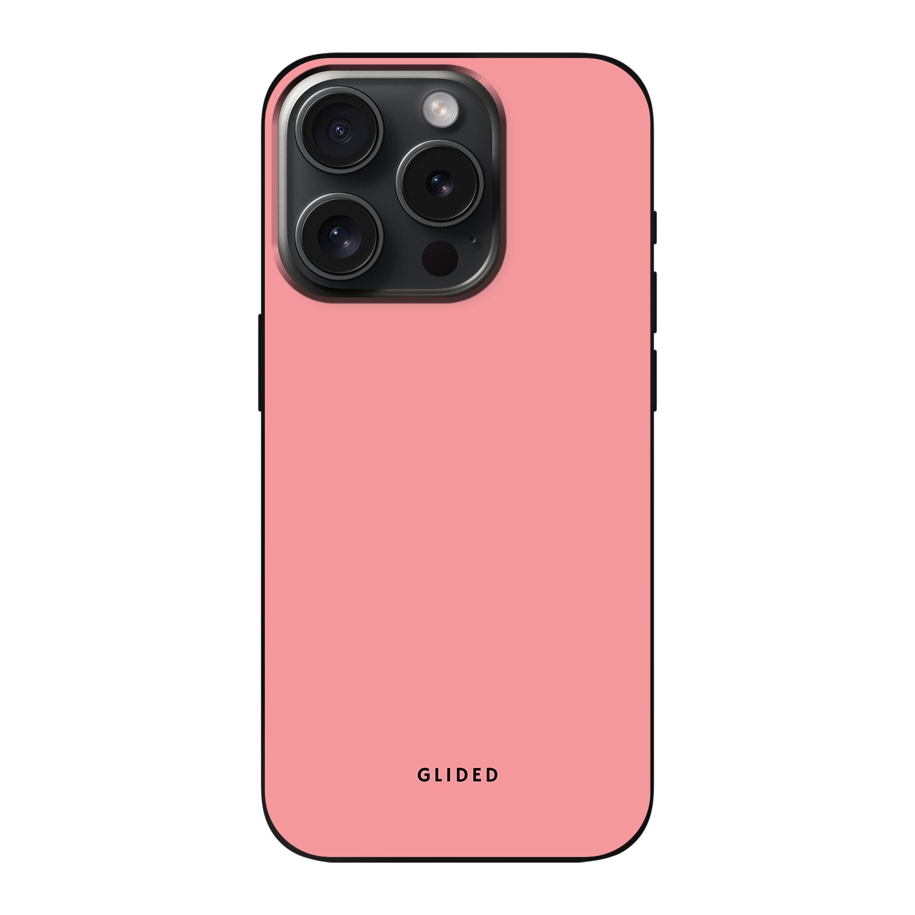 Die 'Blush Bloom' iPhone 15 Pro Handyhülle in sanftem Rosaton, elegant und stilvoll, mit floralen Motiven.