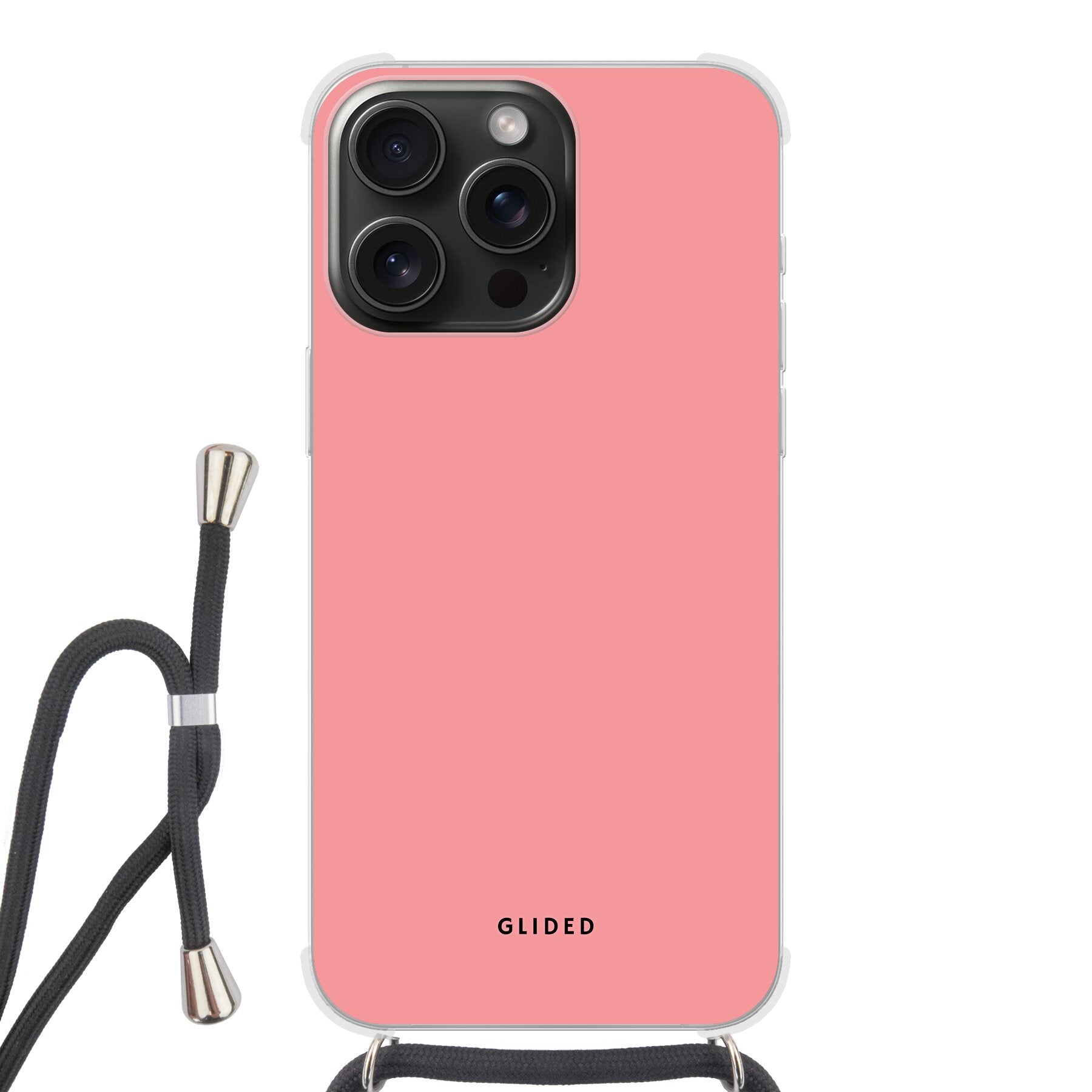 Die 'Blush Bloom' iPhone 15 Pro Handyhülle in sanftem Rosaton, elegant und stilvoll, mit floralen Motiven.