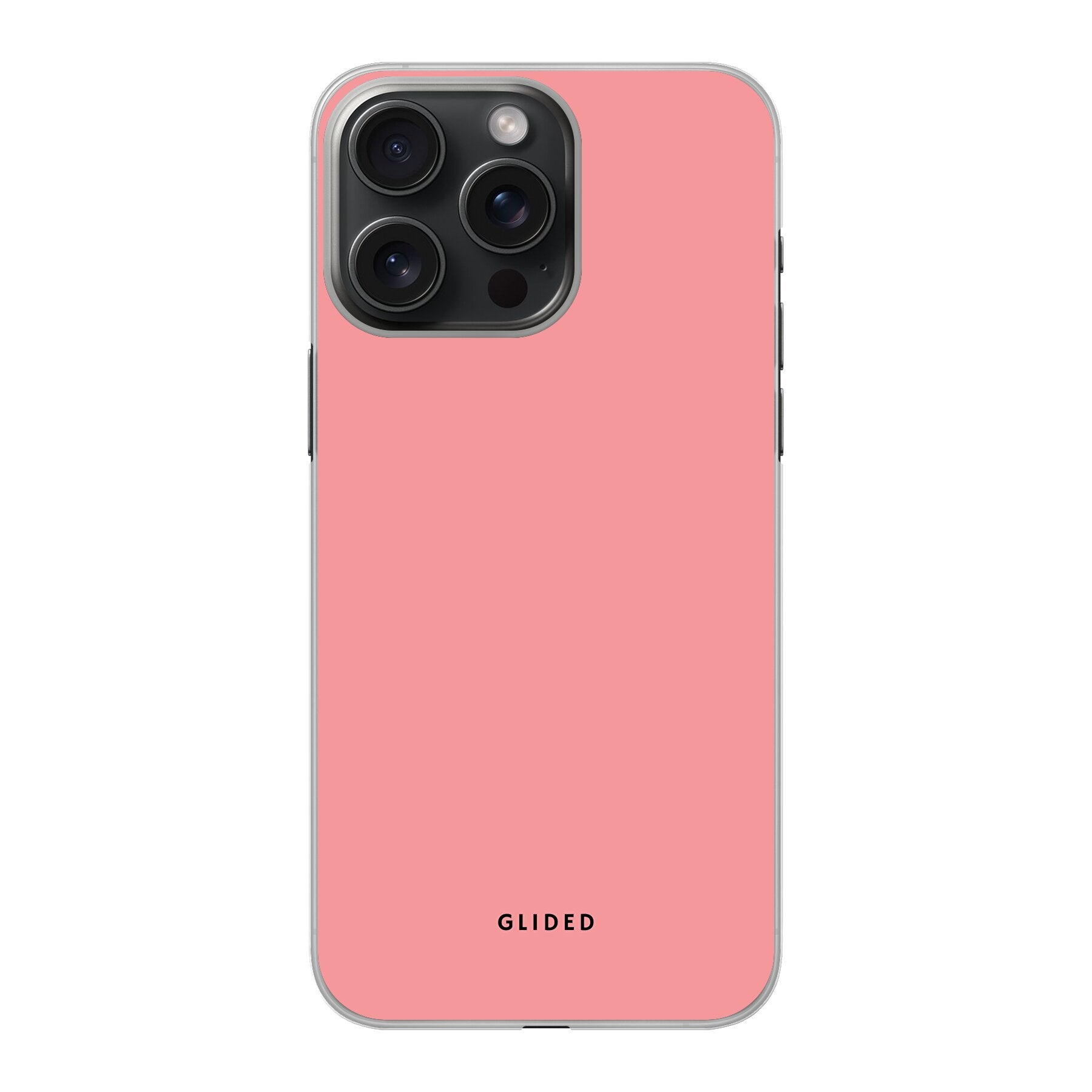 Die 'Blush Bloom' iPhone 15 Pro Handyhülle in sanftem Rosaton, elegant und stilvoll, mit floralen Motiven.