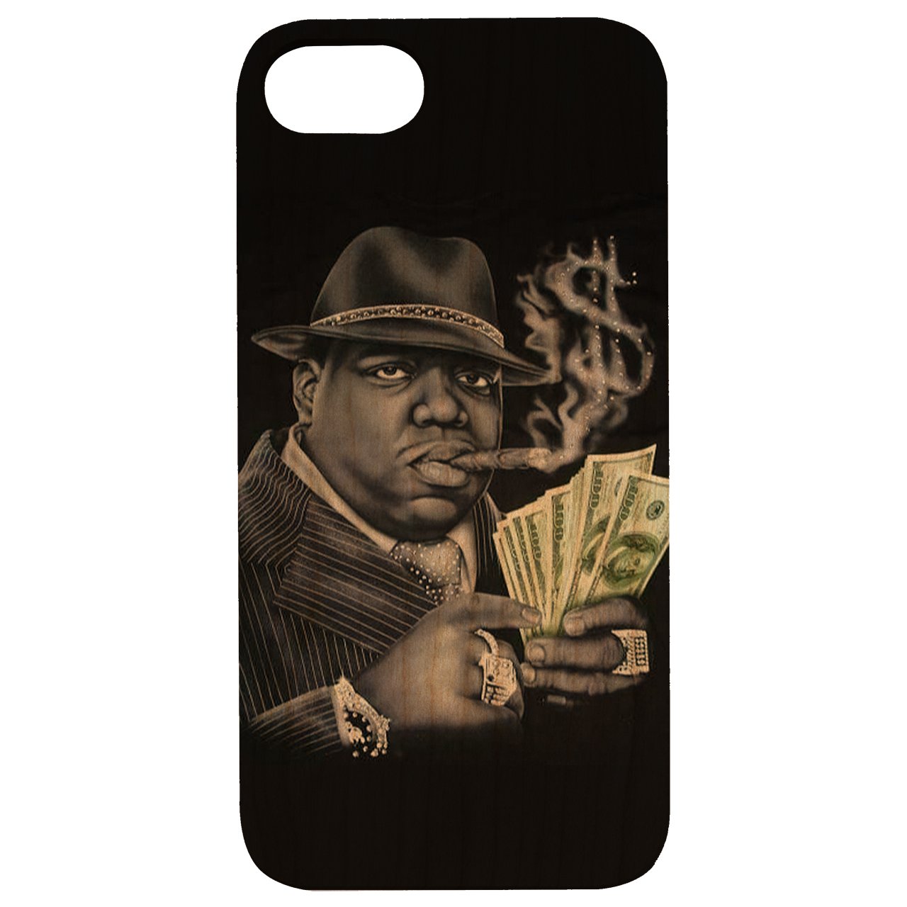 Phone case with illustrated portrait.