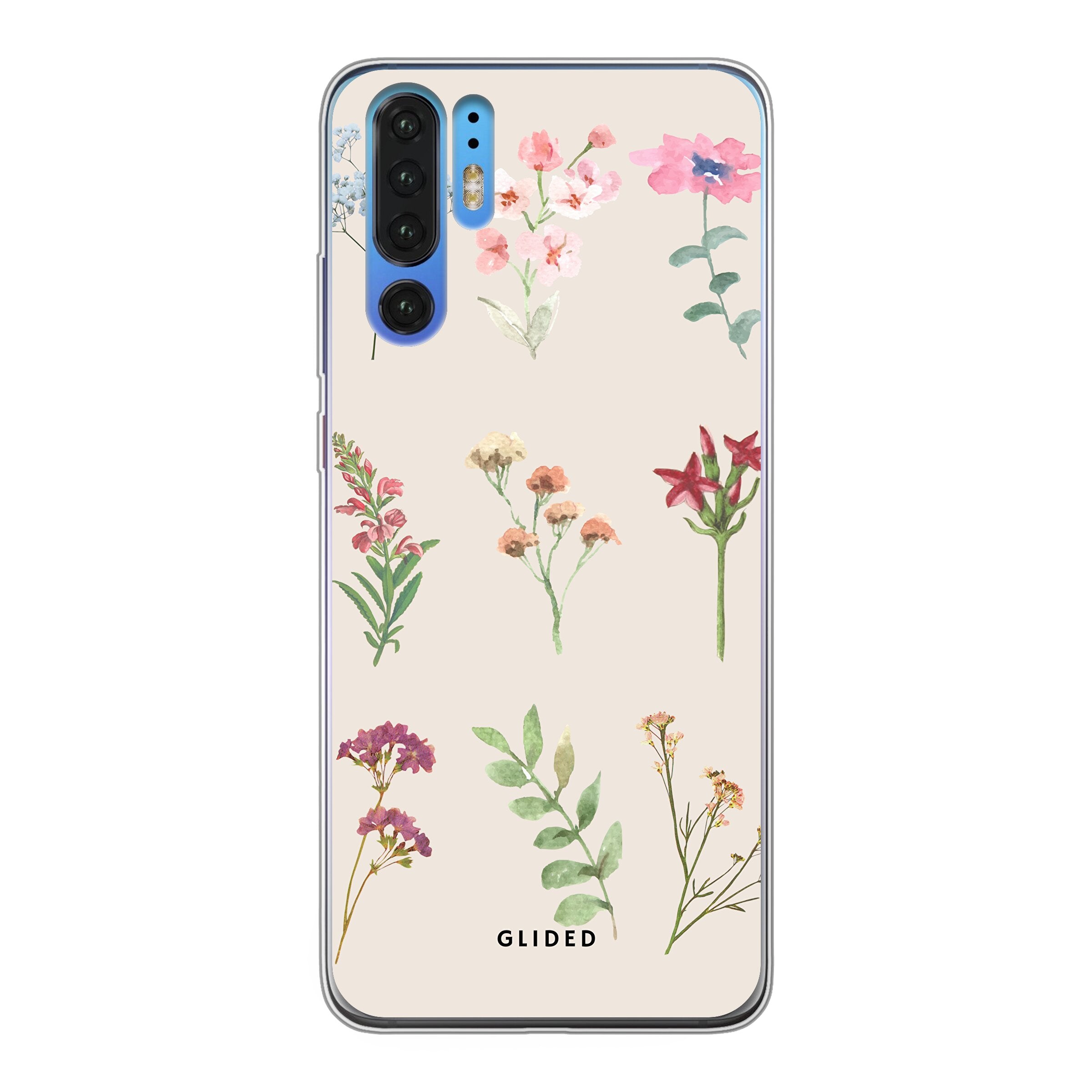 Botanical Garden Handyhülle für Huawei P30 Pro mit lebendigen Blumenmotiven und elegantem Design.