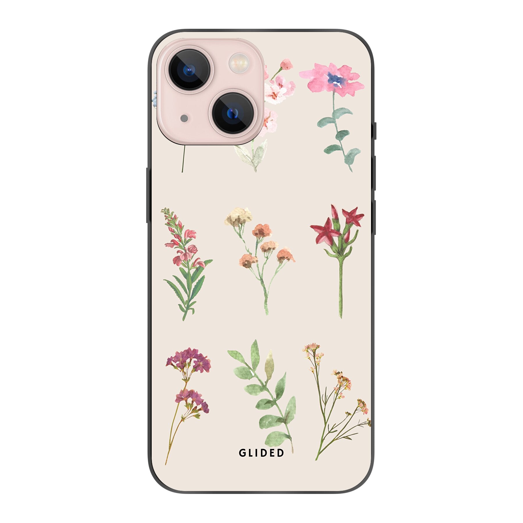 Botanical Garden iPhone 13 mini Handyhülle mit lebendigen Blumenmotiven und elegantem Design, ideal für Naturliebhaber.