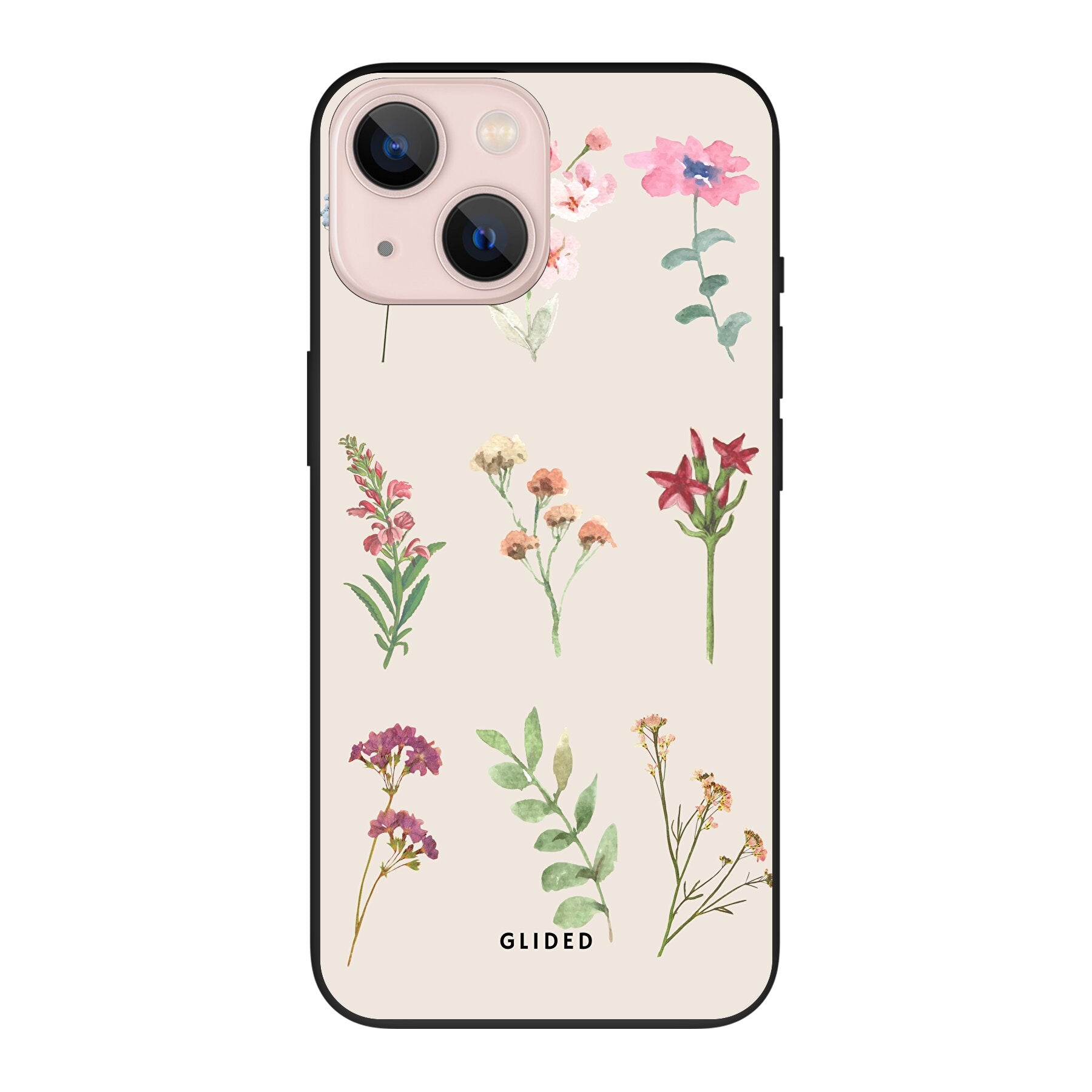 Botanical Garden iPhone 13 mini Handyhülle mit lebendigen Blumenmotiven und elegantem Design, ideal für Naturliebhaber.