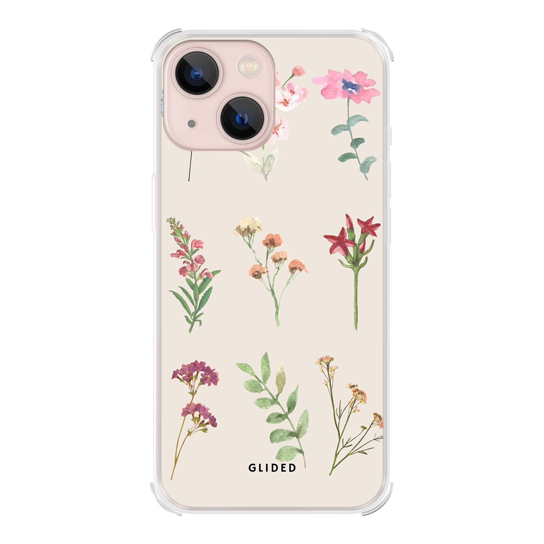 Botanical Garden iPhone 13 mini Handyhülle mit lebendigen Blumenmotiven und elegantem Design, ideal für Naturliebhaber.