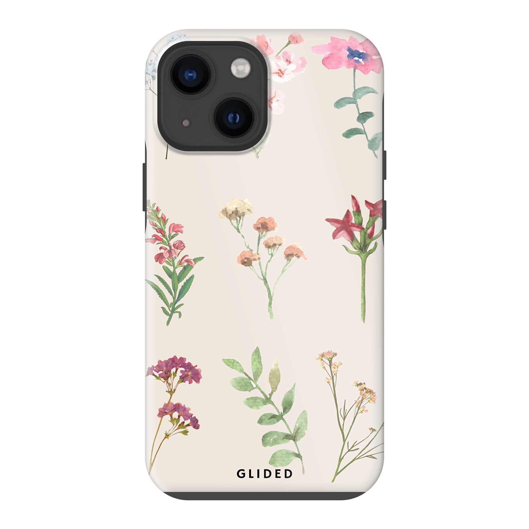 Botanical Garden iPhone 13 mini Handyhülle mit lebendigen Blumenmotiven und elegantem Design, ideal für Naturliebhaber.